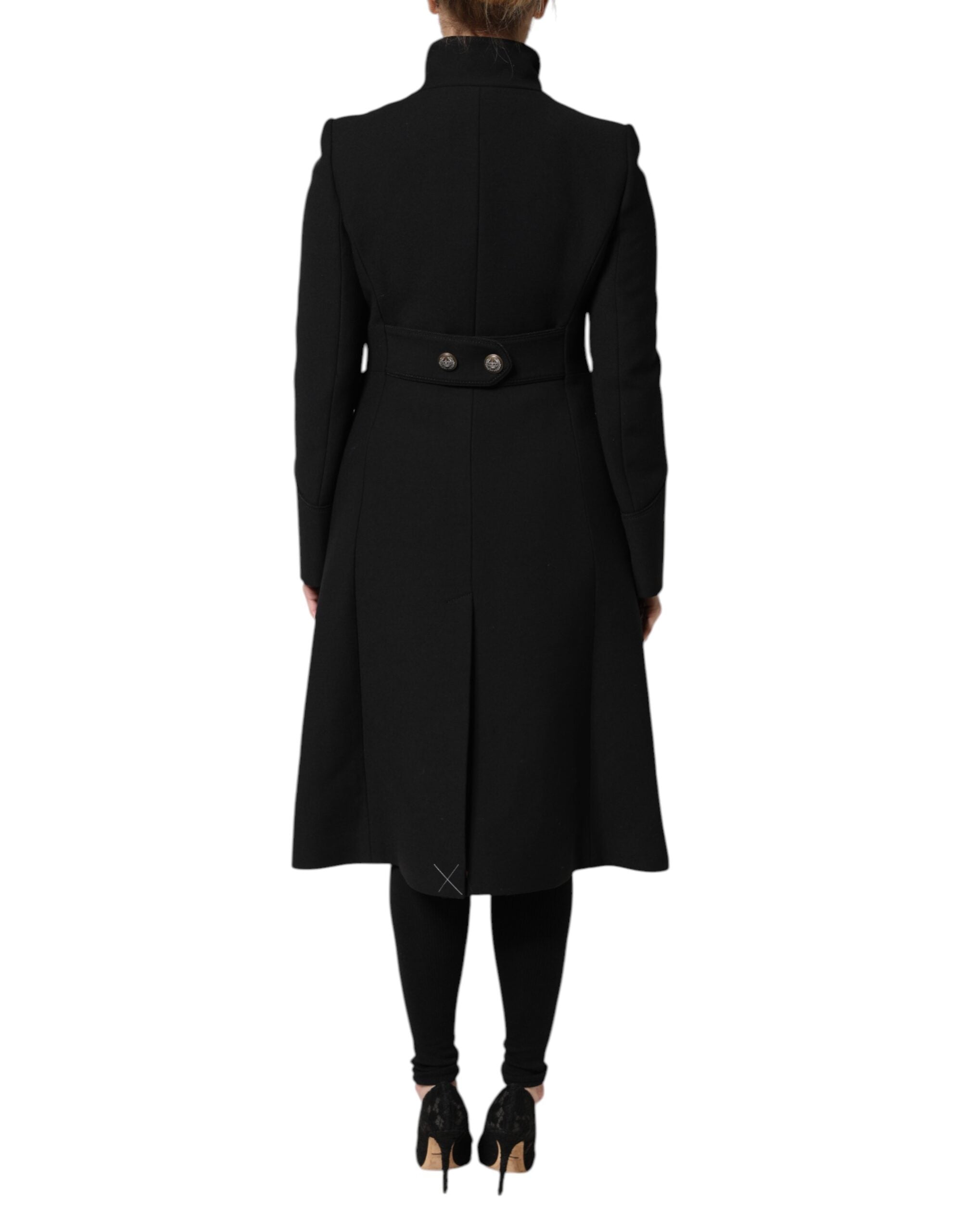 Black Wool Single Breasted Trench Coat Jacket