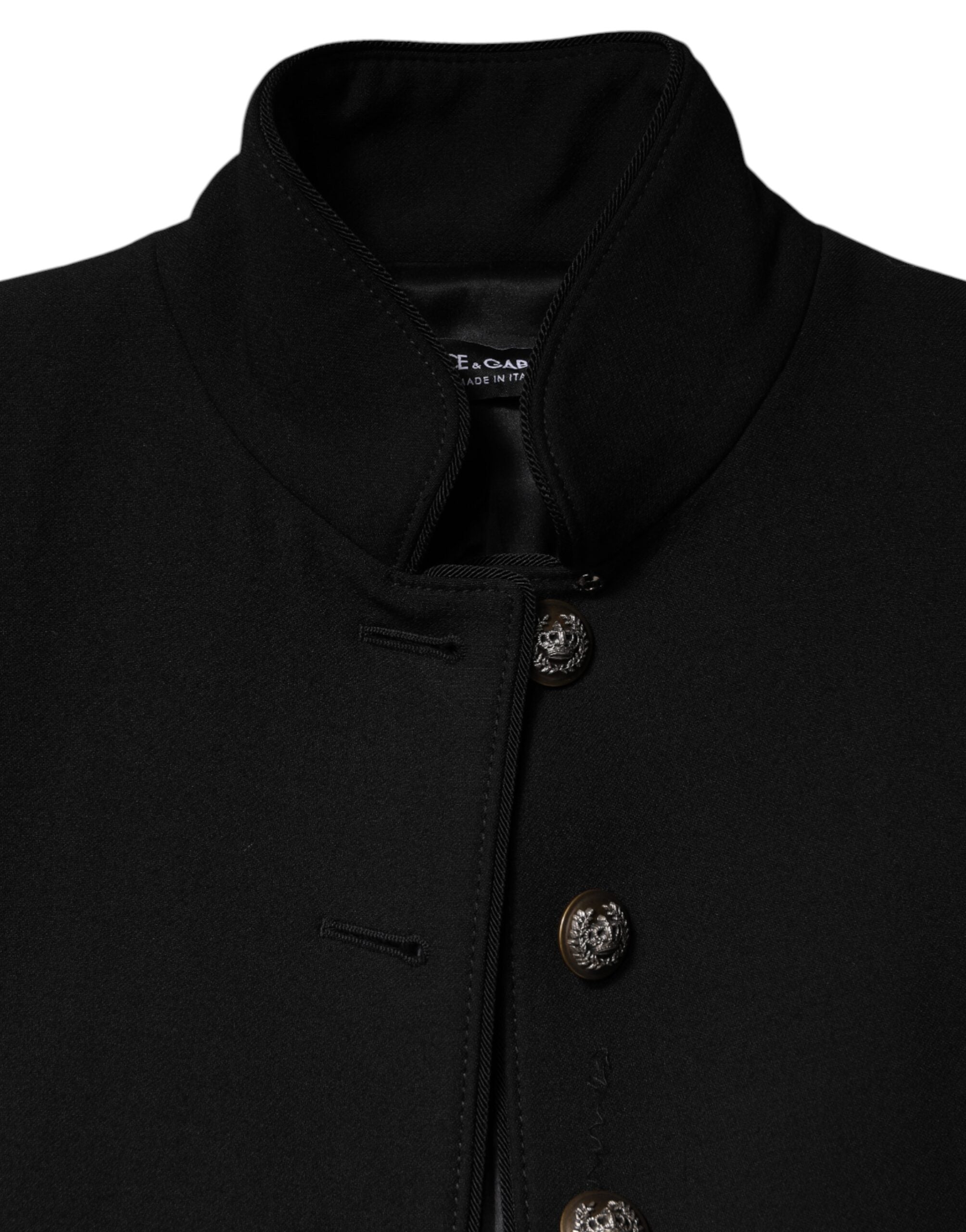 Black Wool Single Breasted Trench Coat Jacket