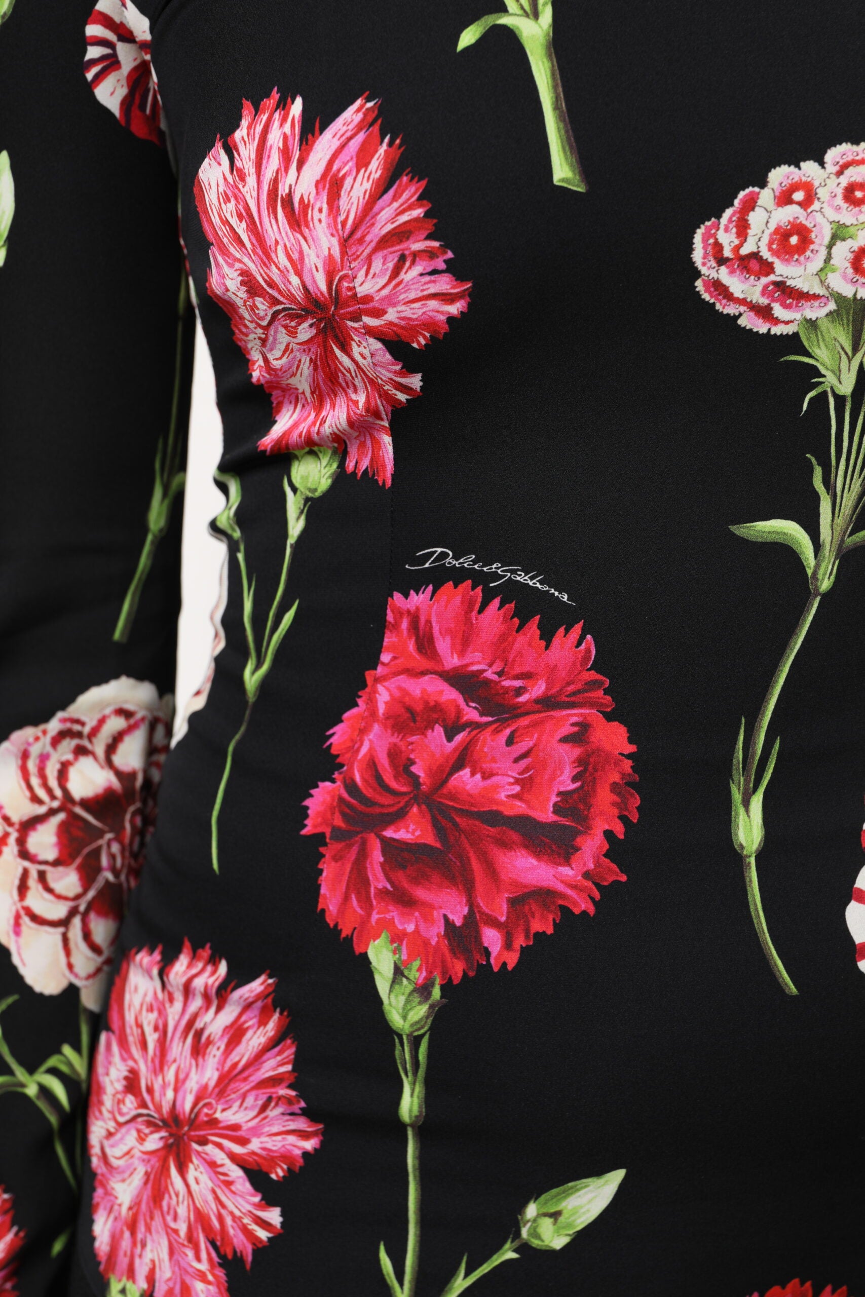 Black Floral Long Sleeve Women Blouse Top