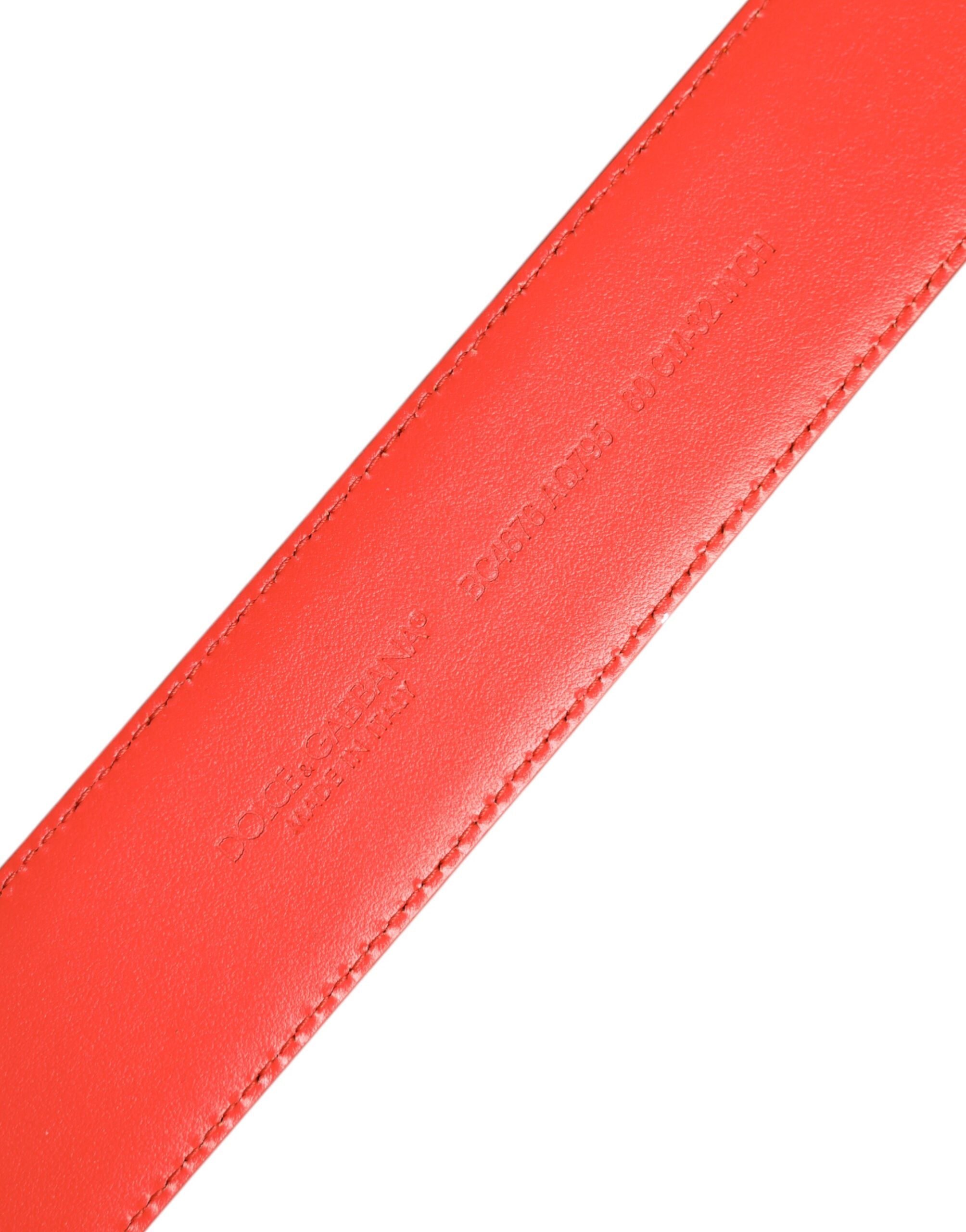 Orange Gold Tone Metal Logo Buckle Belt