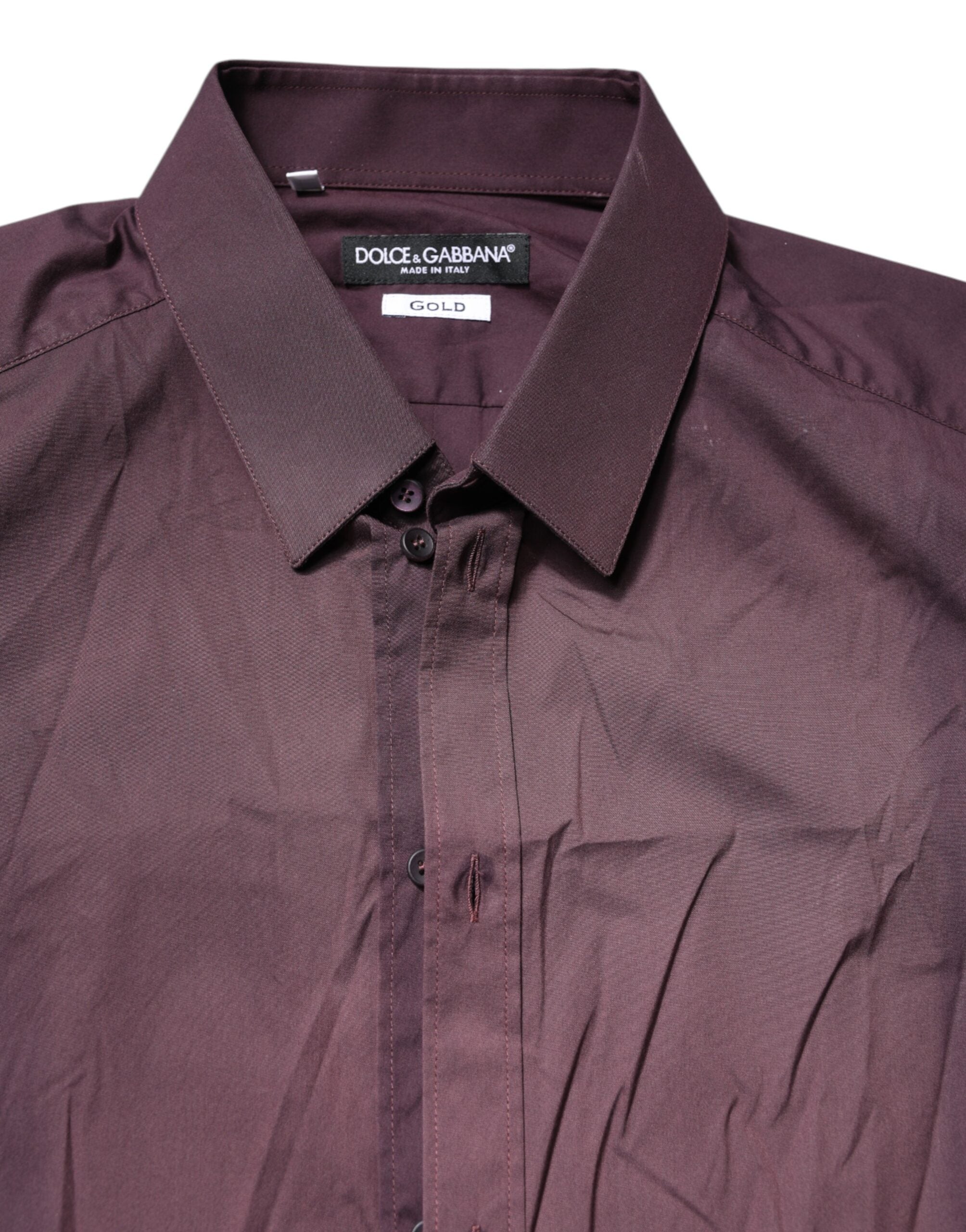 Burgundy Cotton GOLD Long Sleeves Shirt