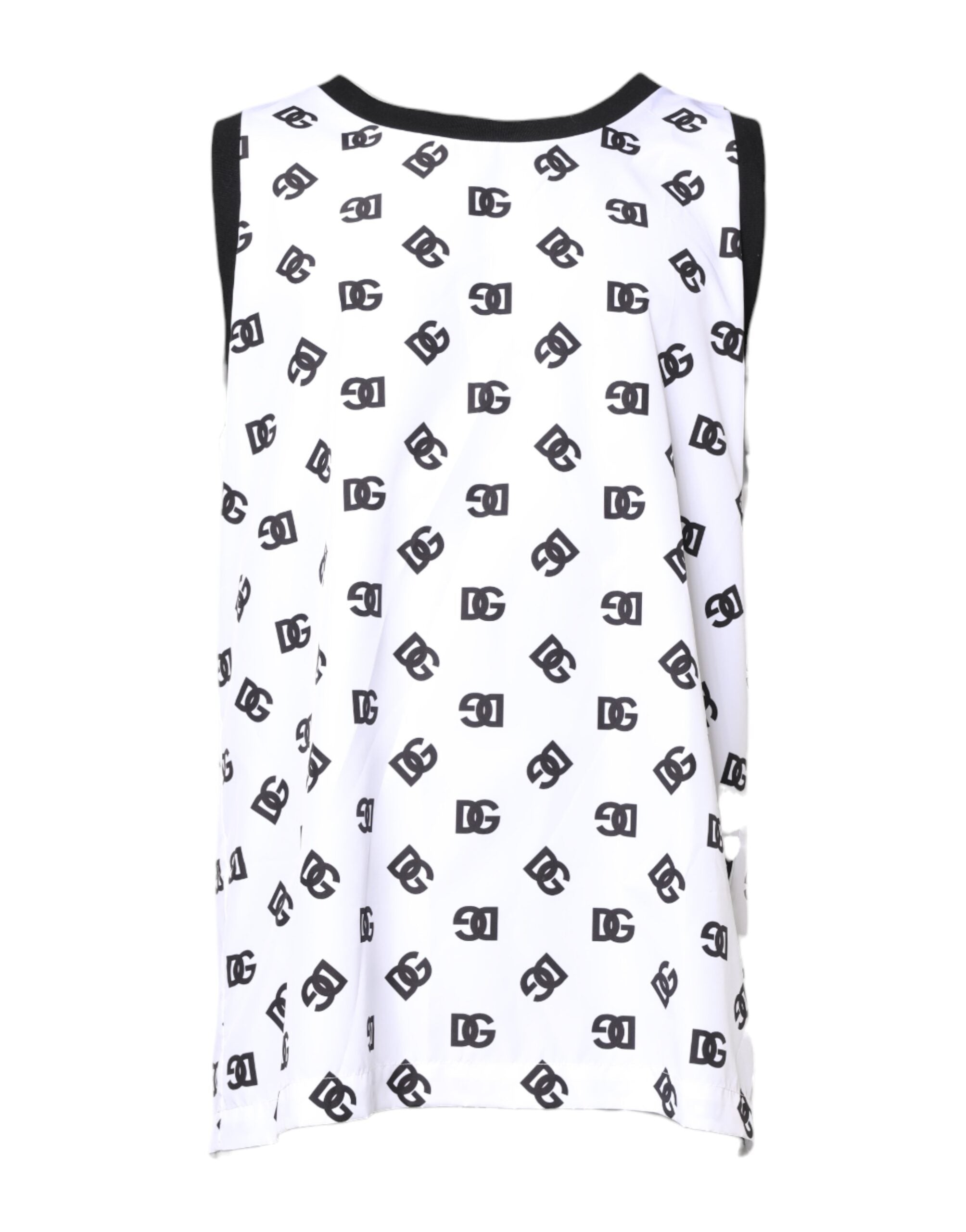 White Polyester Sleeveless DG Logo T-shirt