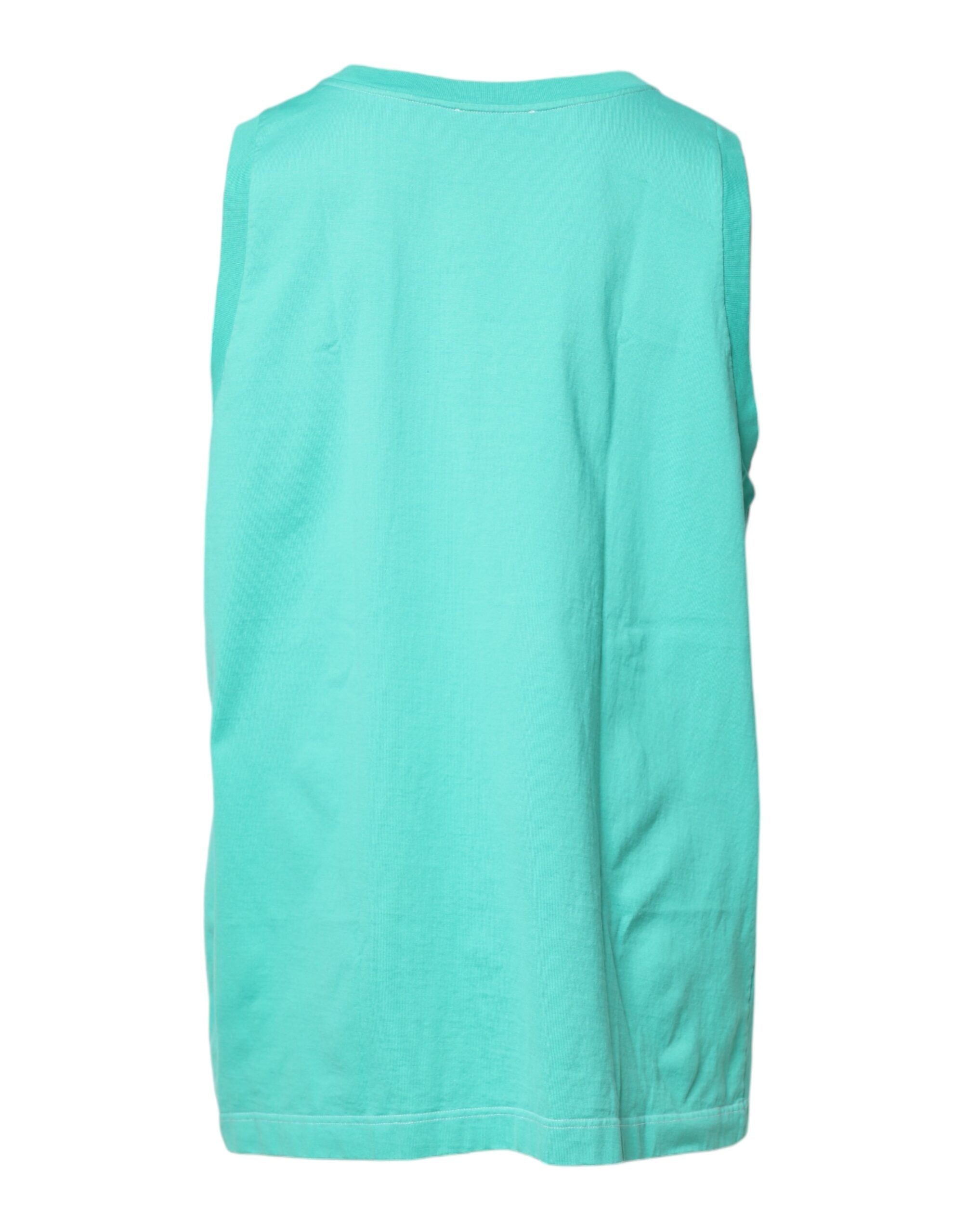 Green Sleeveless Logo Round Neck T-shirt