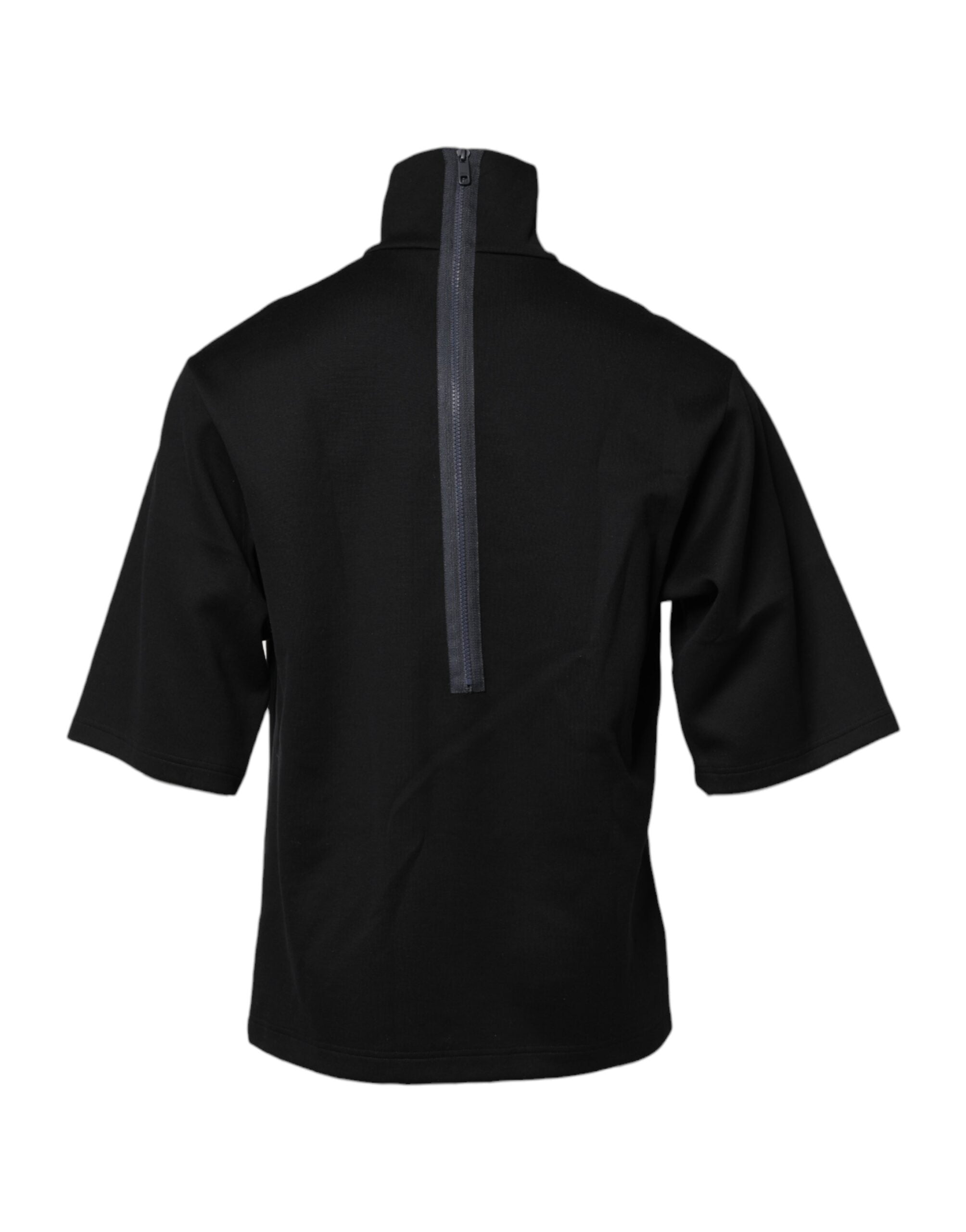 Black Cotton DG Print Turtleneck T-shirt