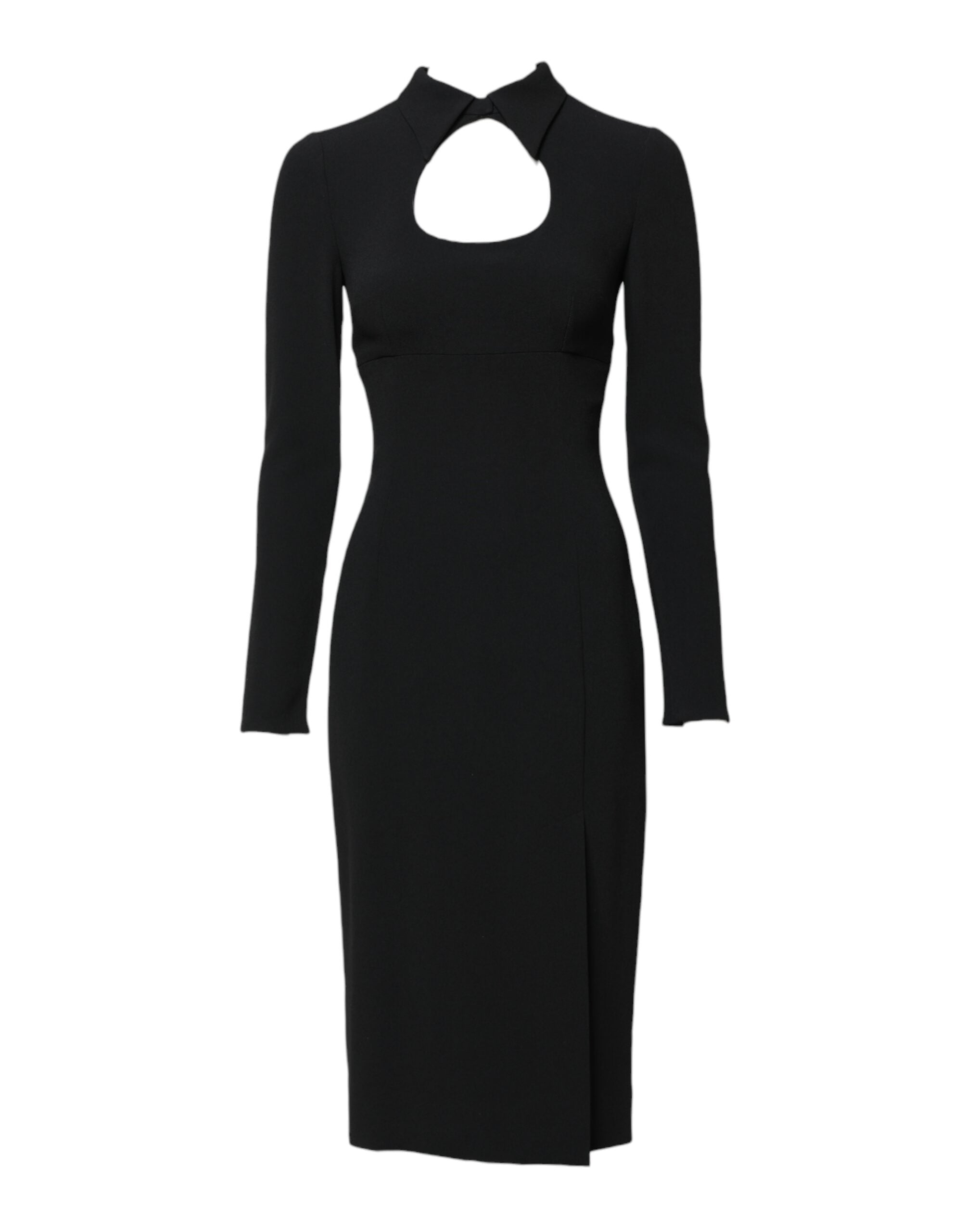 Black Long Sleeves Bodycon Sheath Midi Dress