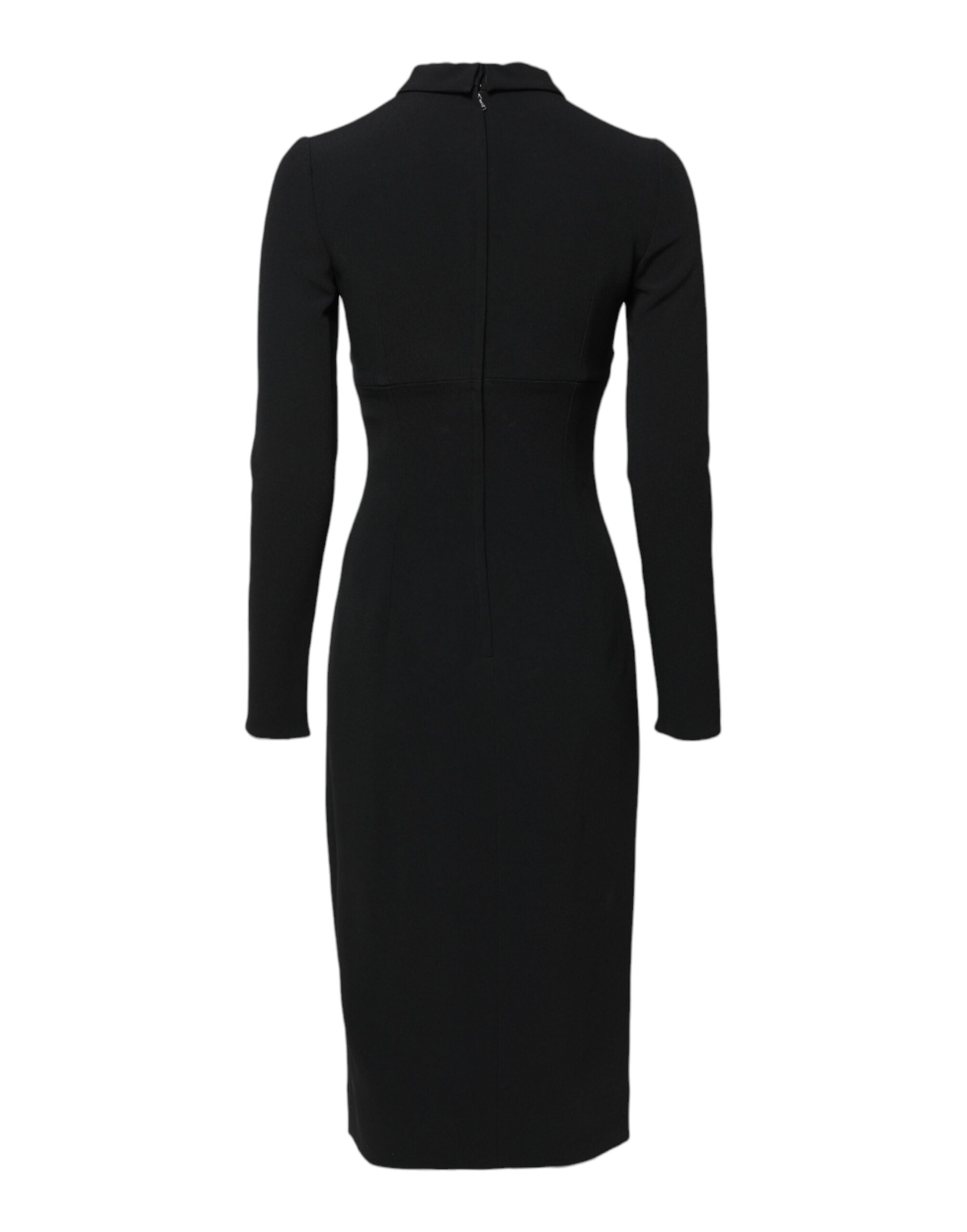 Black Long Sleeves Bodycon Sheath Midi Dress