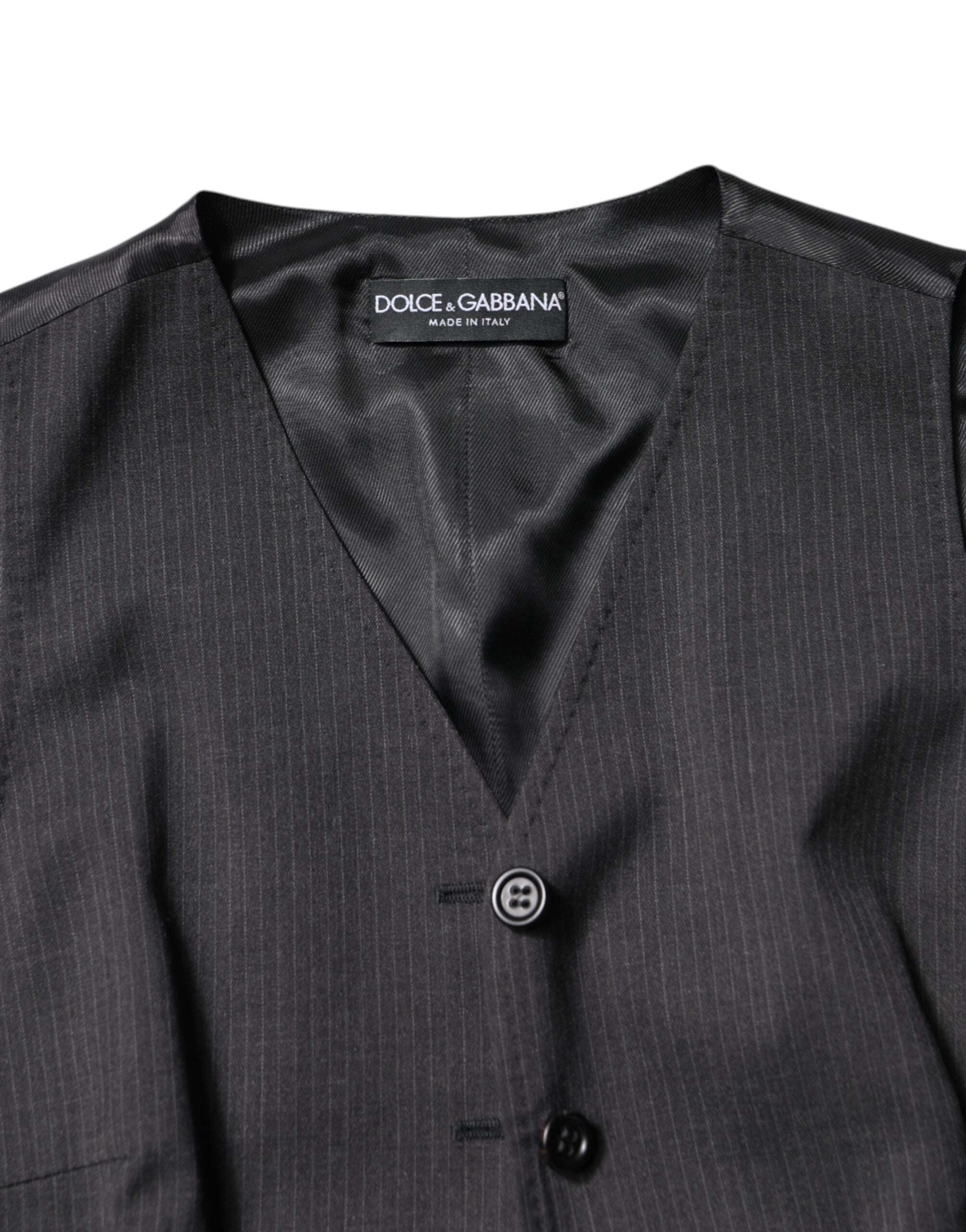 Black Striped Button Down Sleeveless Vest Top