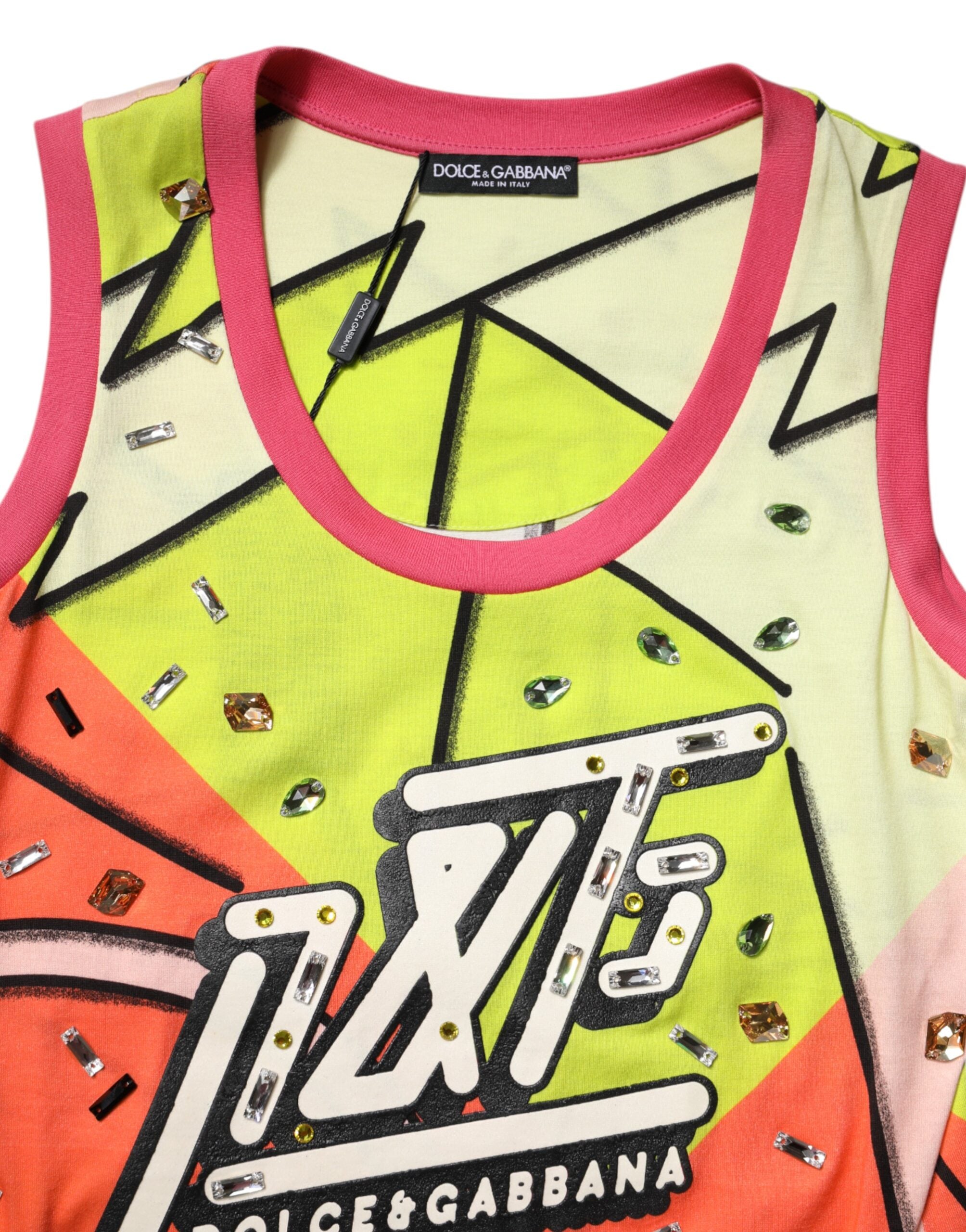 Multicolor Printed Crystal Embellishment Top