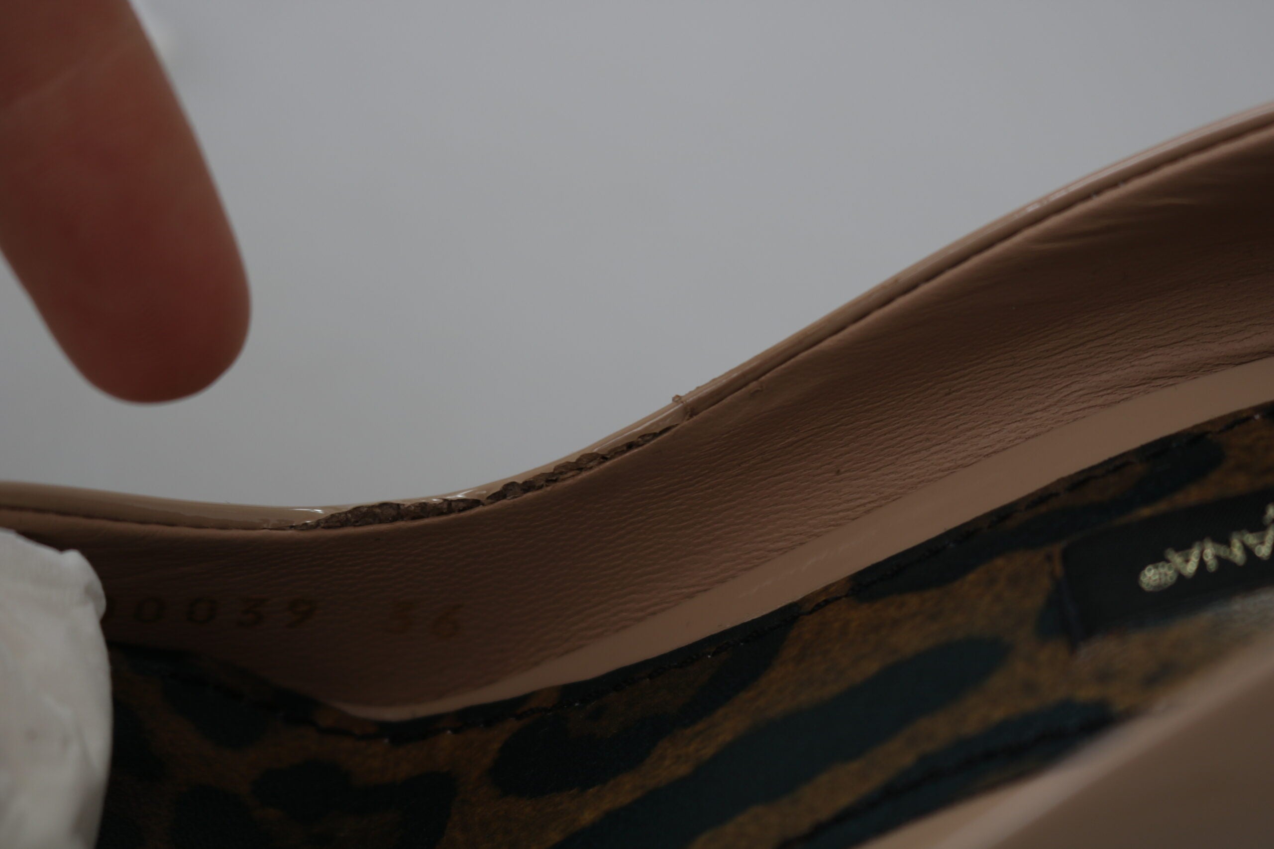 Beige Patent Leather Stiletto Heel Pumps