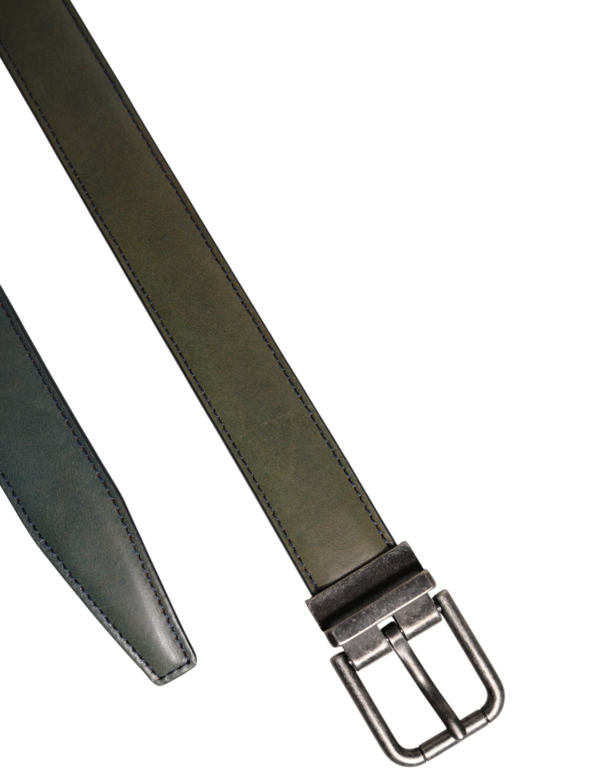 Green Classic Leather Metal Buckle Belt