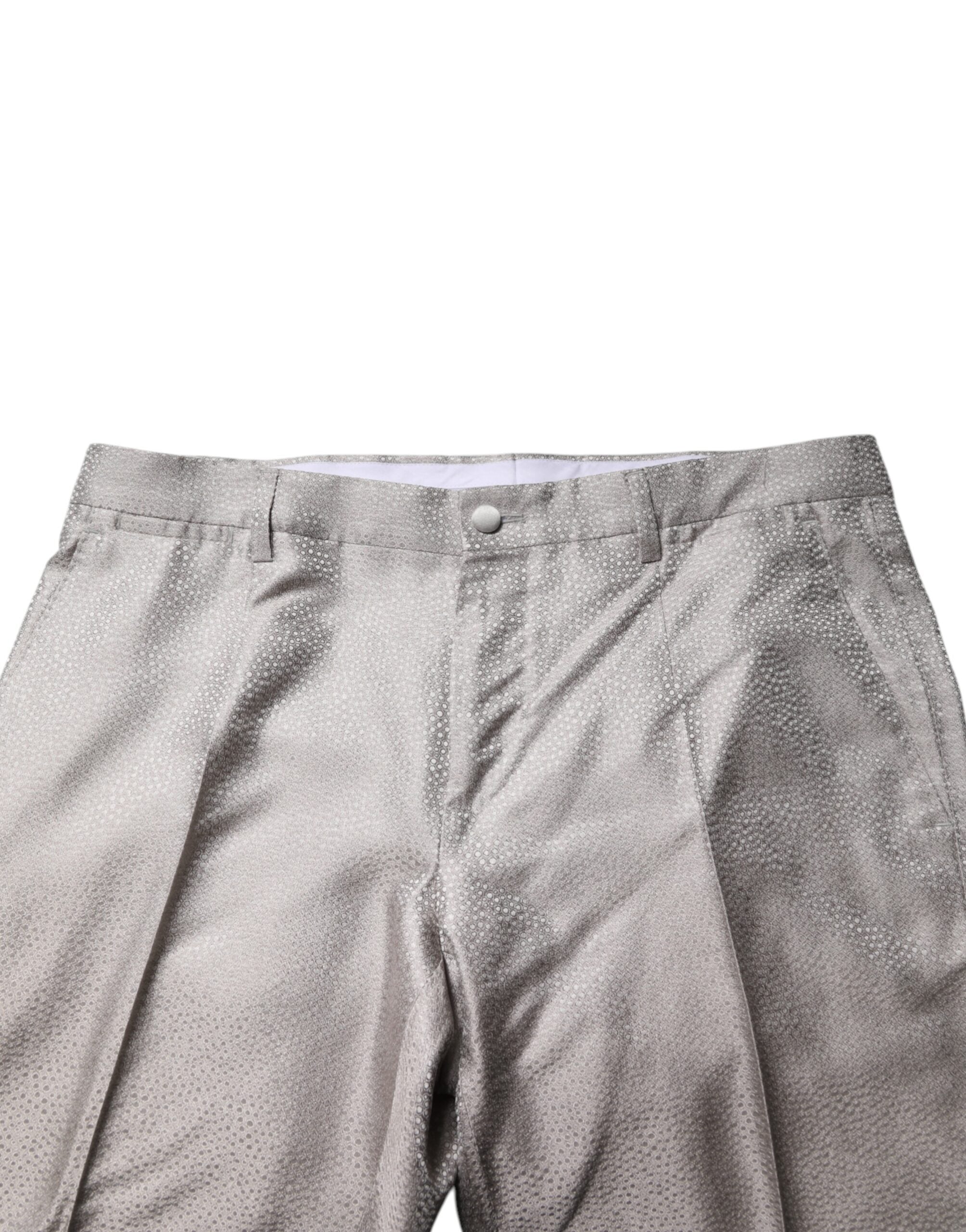 Light Gray Jacquard Silk Dotted 2 Piece Suit