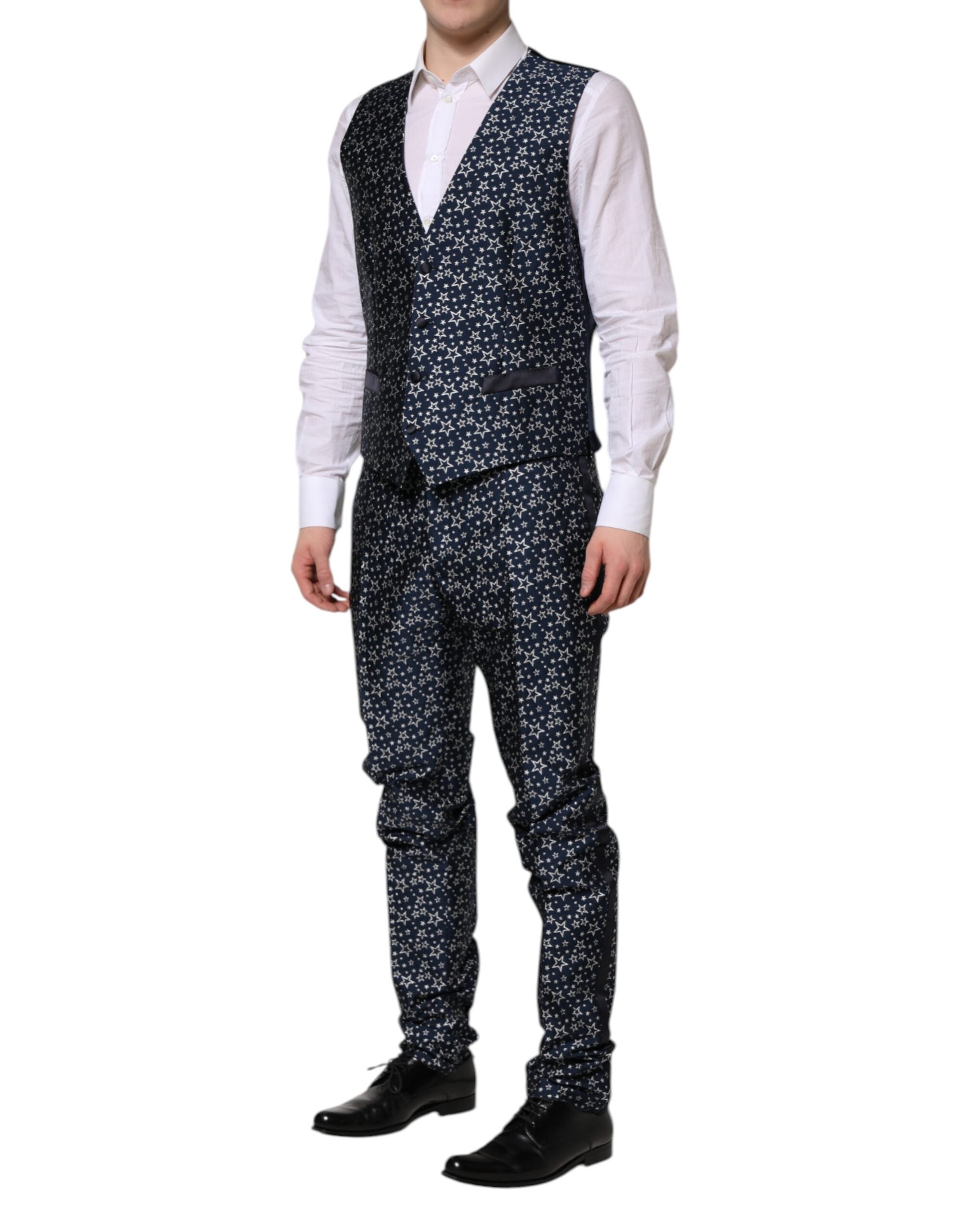 Blue MARTINI Star Jacquard 3 Piece Suit