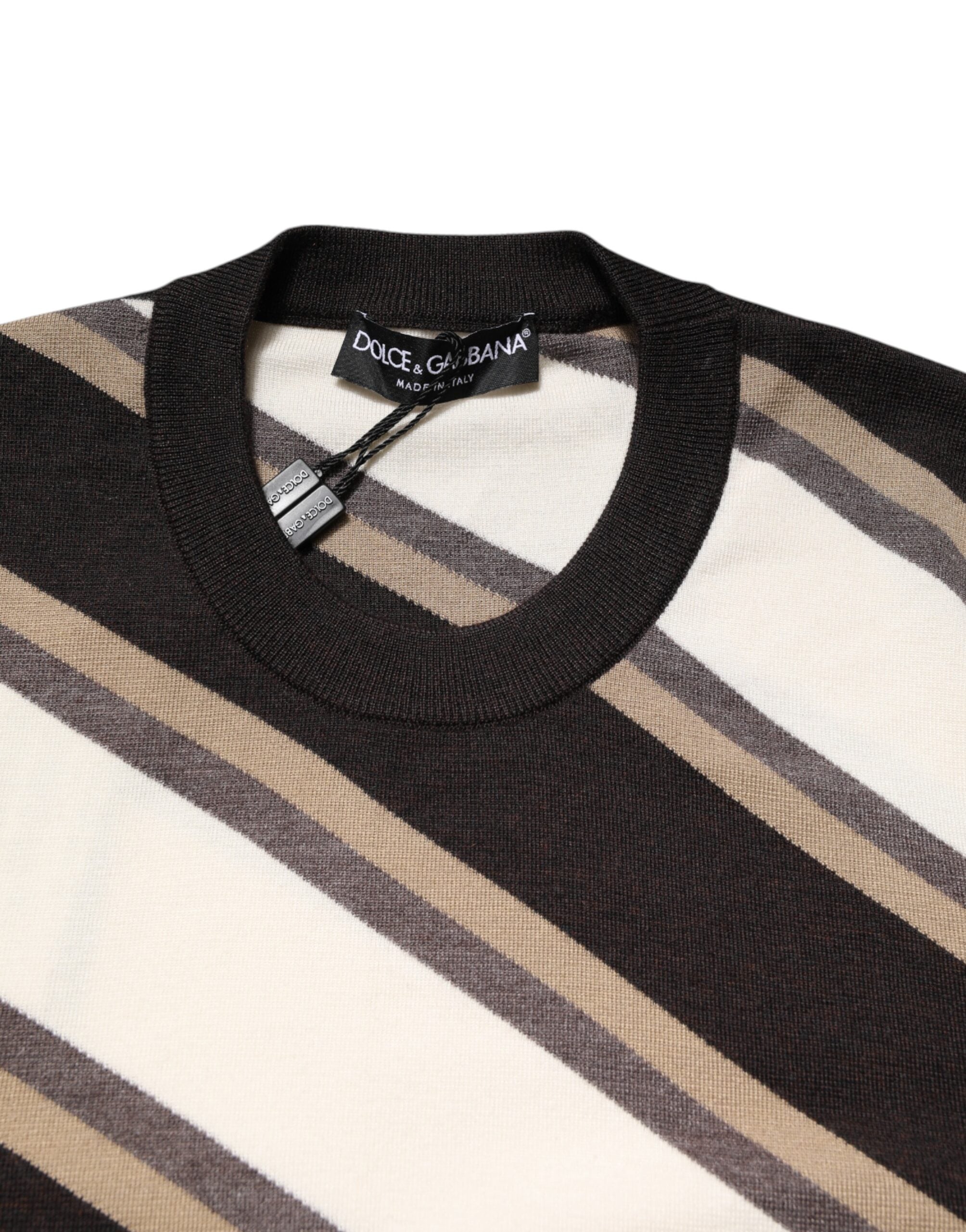 Multicolor Stripes Crew Neck Pullover Sweater