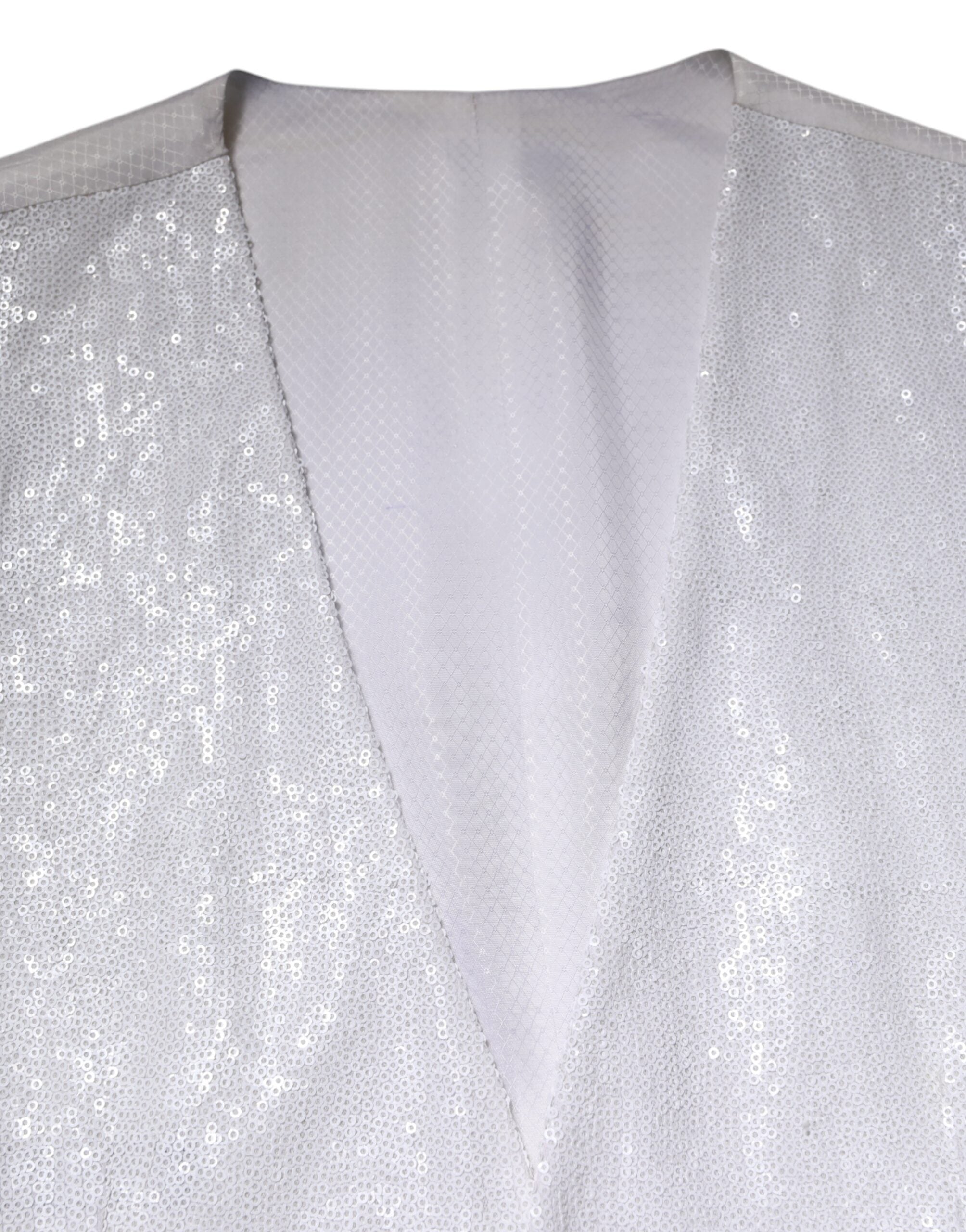 White Sequined Dress Formal Waistcoat Vest