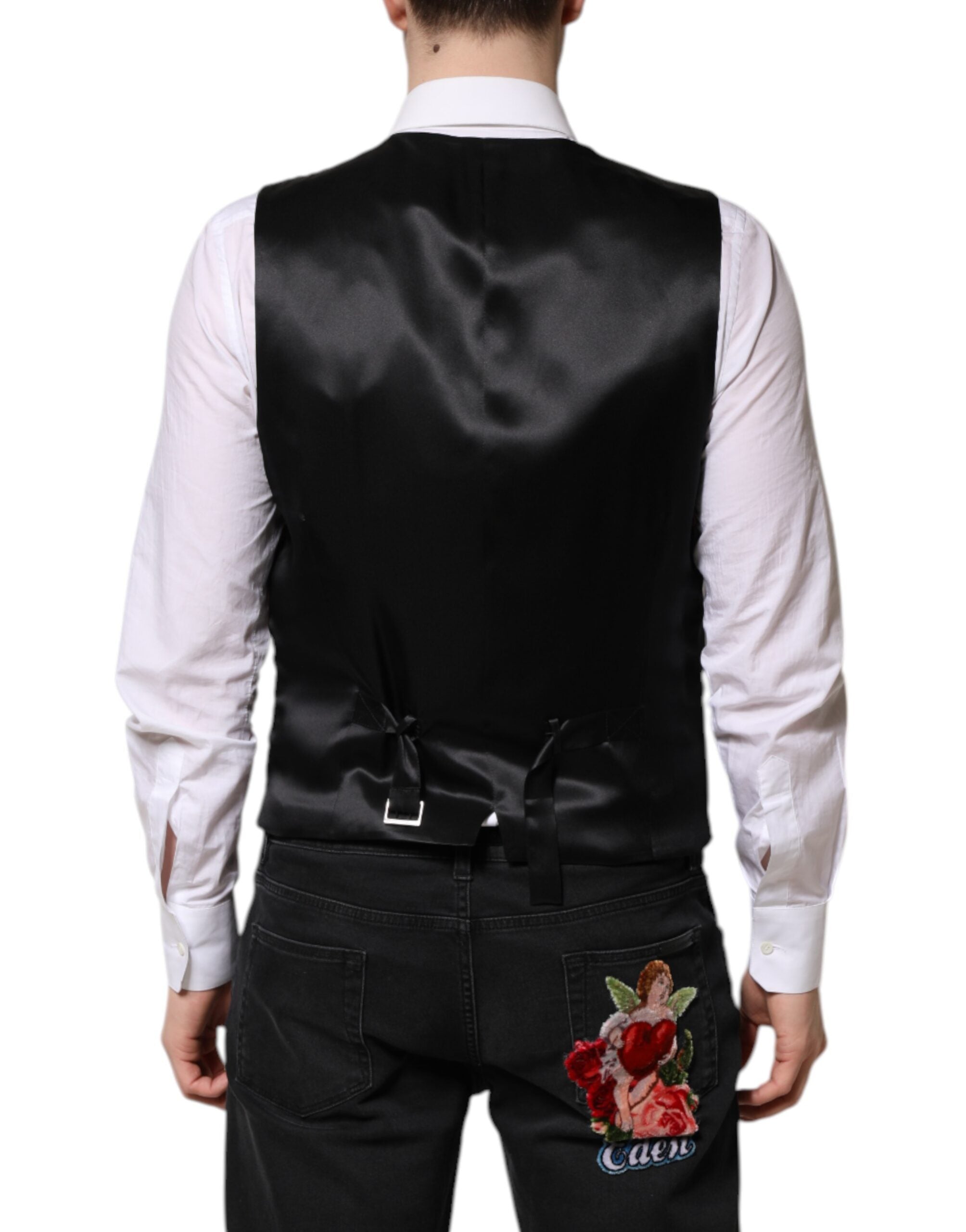 Red Floral Brocade Formal Men Waistcoat Vest
