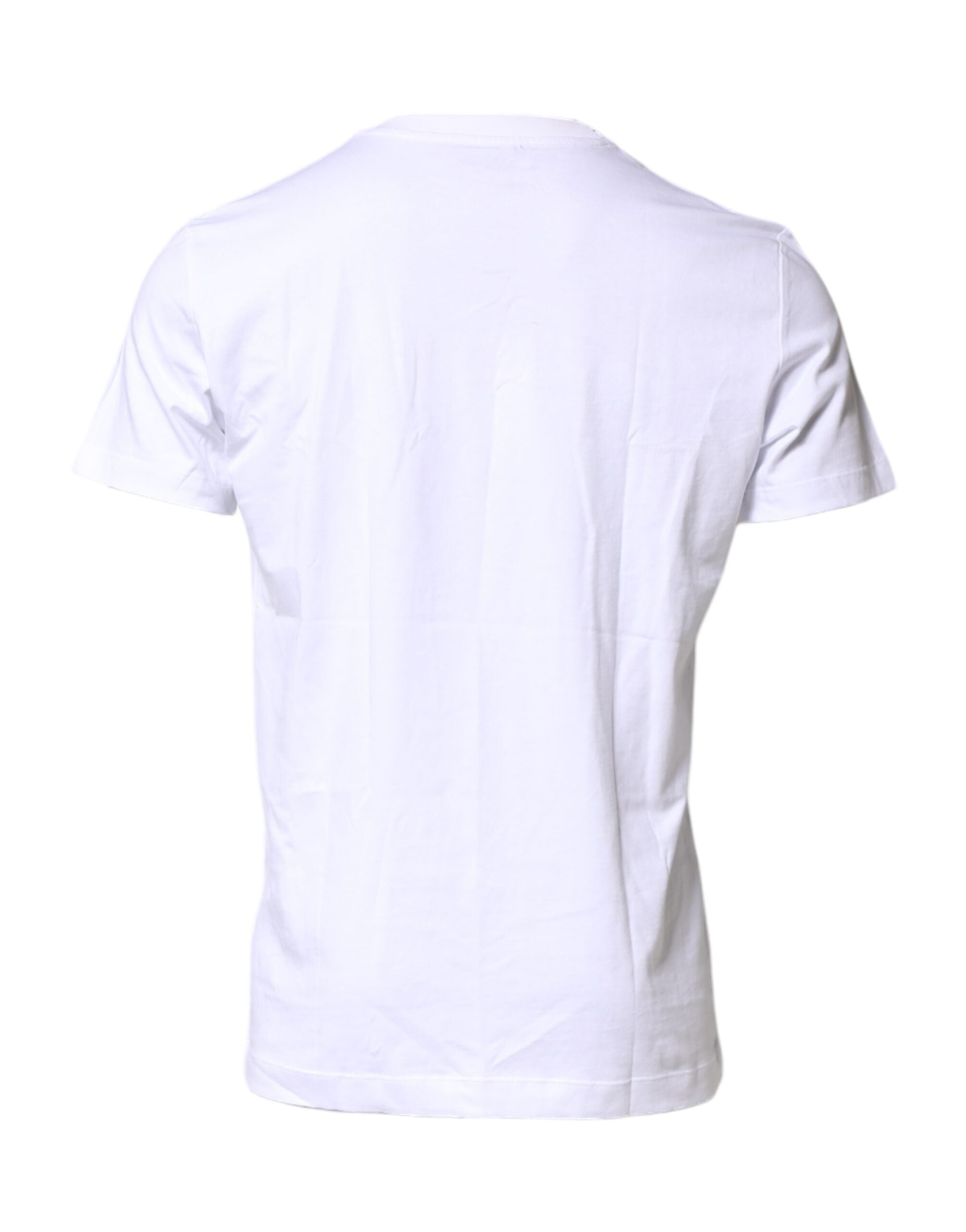 White Logo Embroidery Crew Neck T-shirt