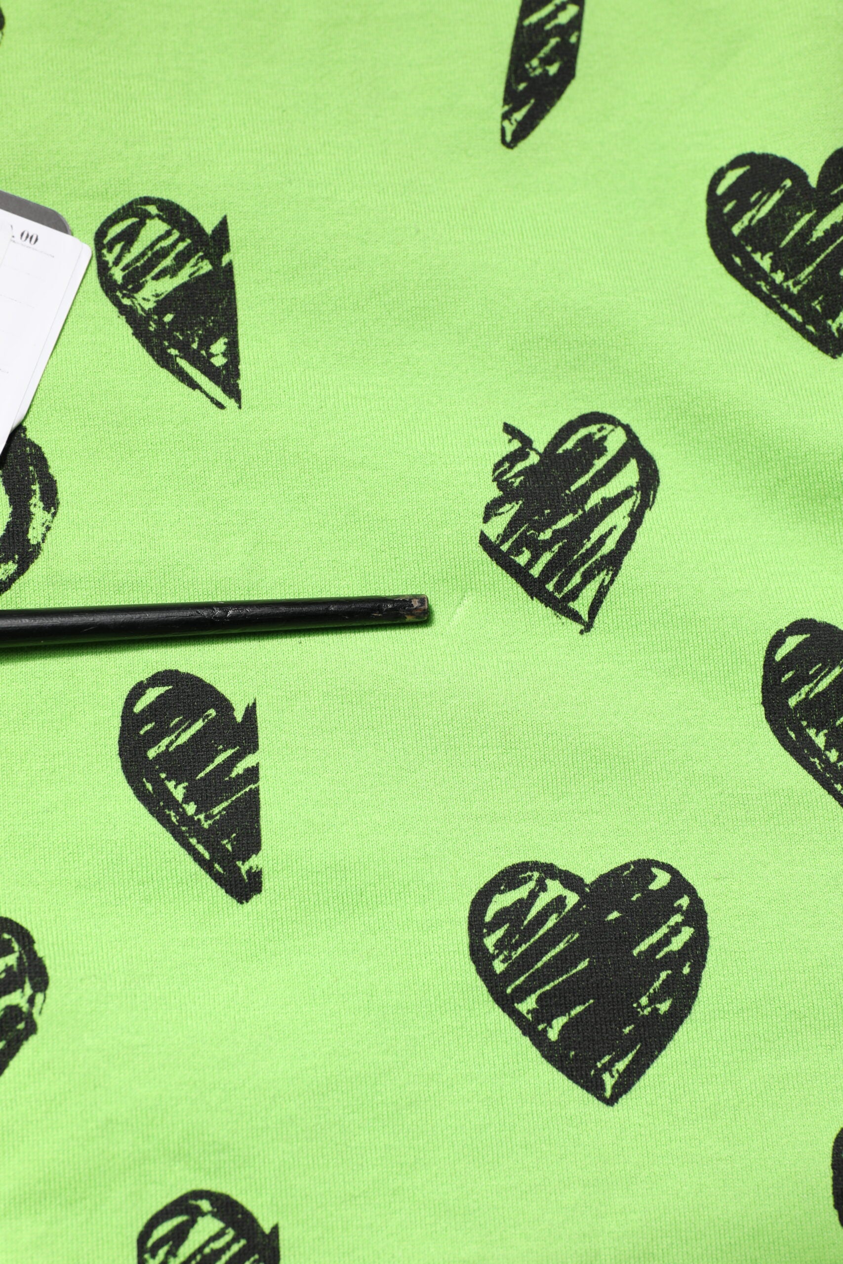 Green Heart Print Cotton Crew Neck T-shirt