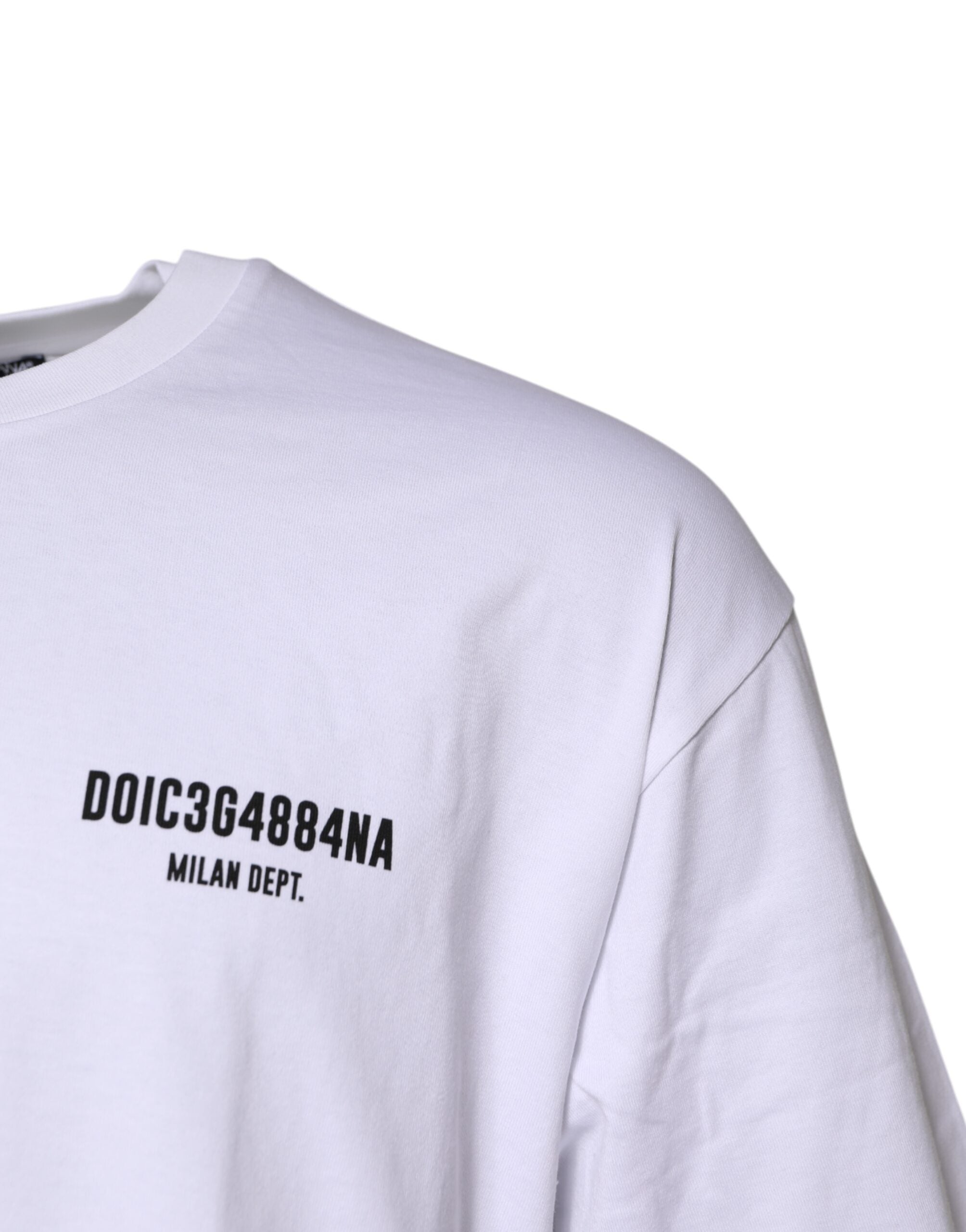 White Cotton Logo Print Crew Neck T-shirt