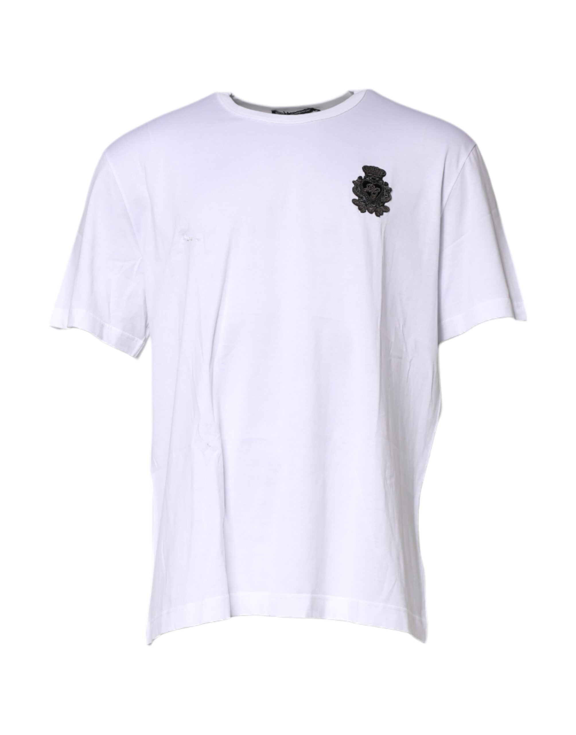 White Cotton DG Crown Embroidery T-shirt