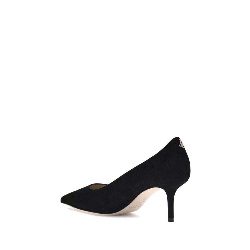 Black Goatskin Mid Heel Pumps