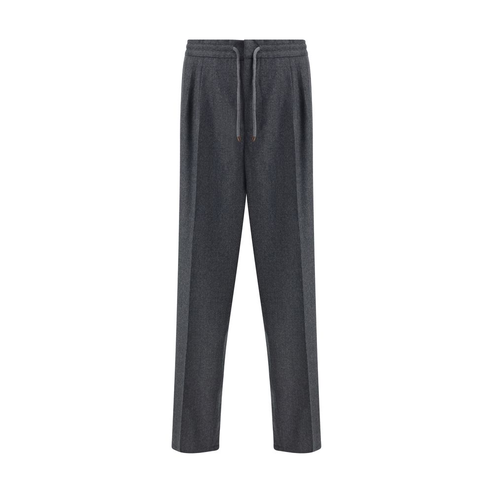 Gray Fleece Wool Casual Pants