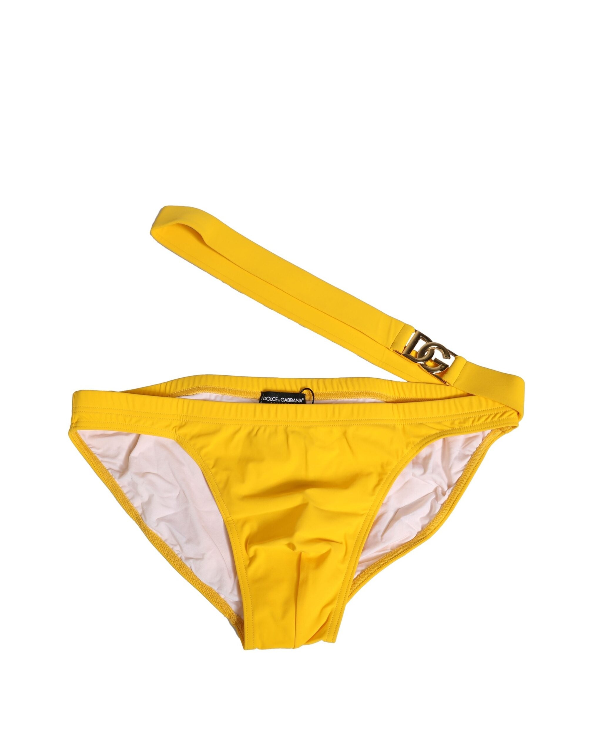 Yellow Waistband Logo Beachwear Brief Swimwear