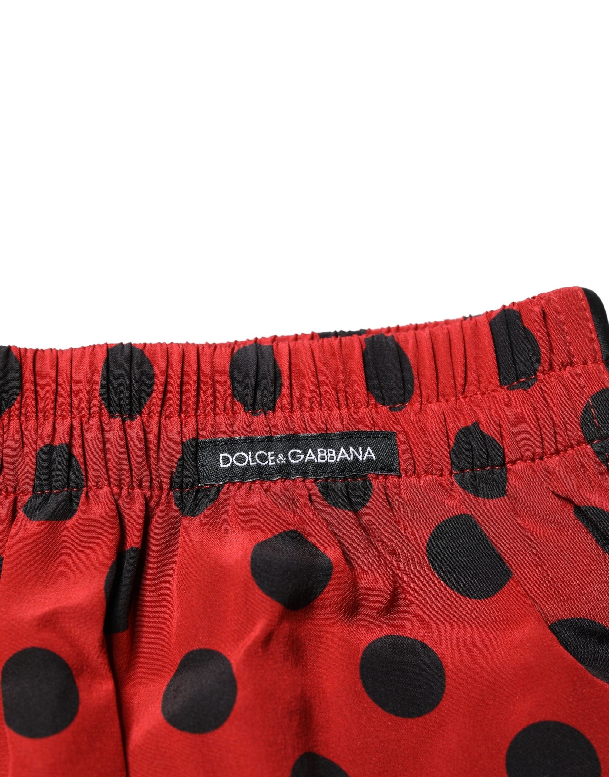 Red Silk Polka Dot Boxer Shorts Underwear