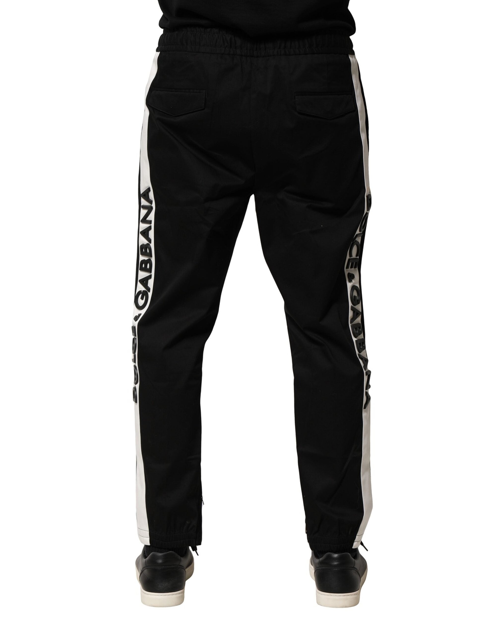 Black Cotton Mid Waist Jogger Pants