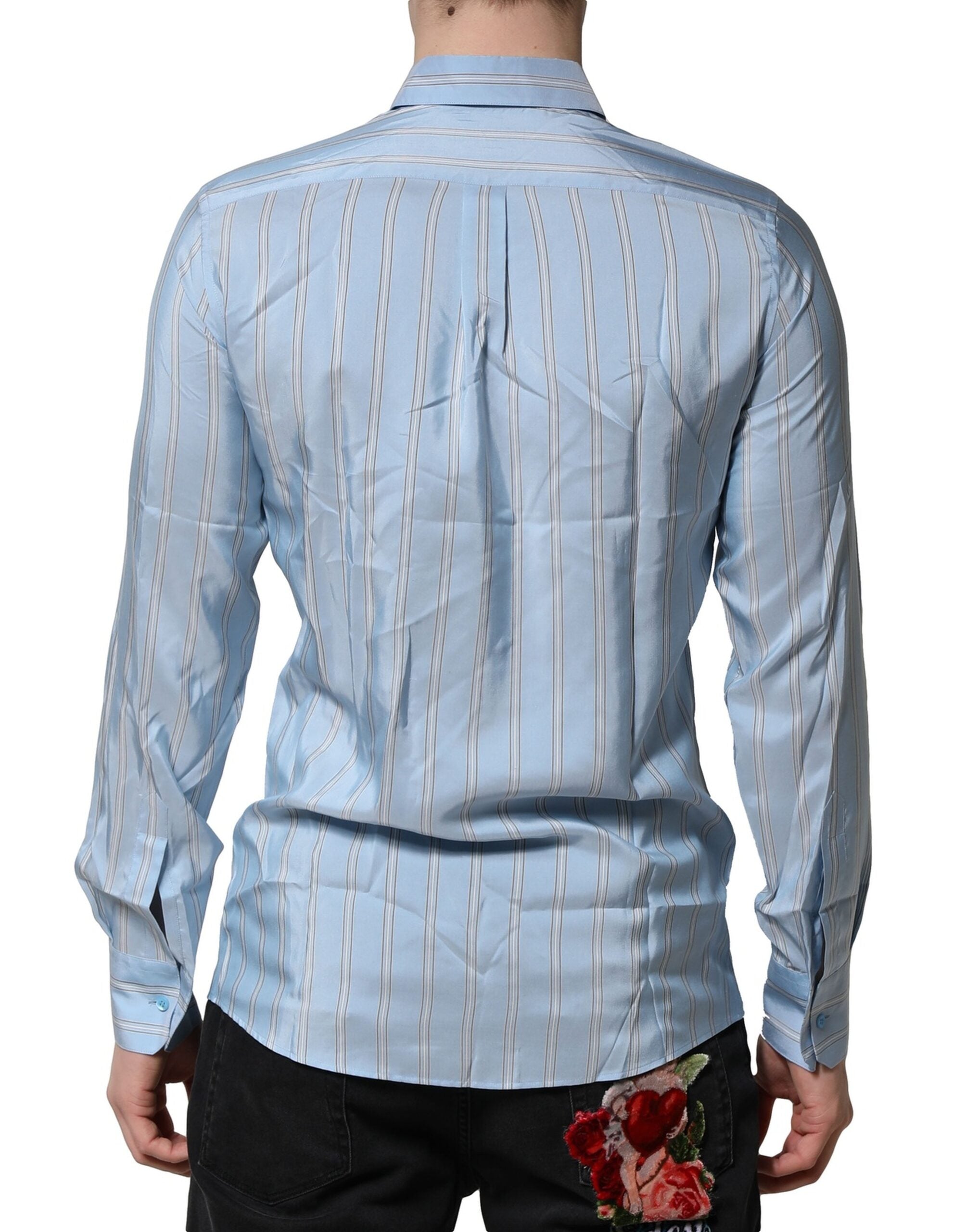 Light Blue MARTINI Striped Formal Dress Shirt