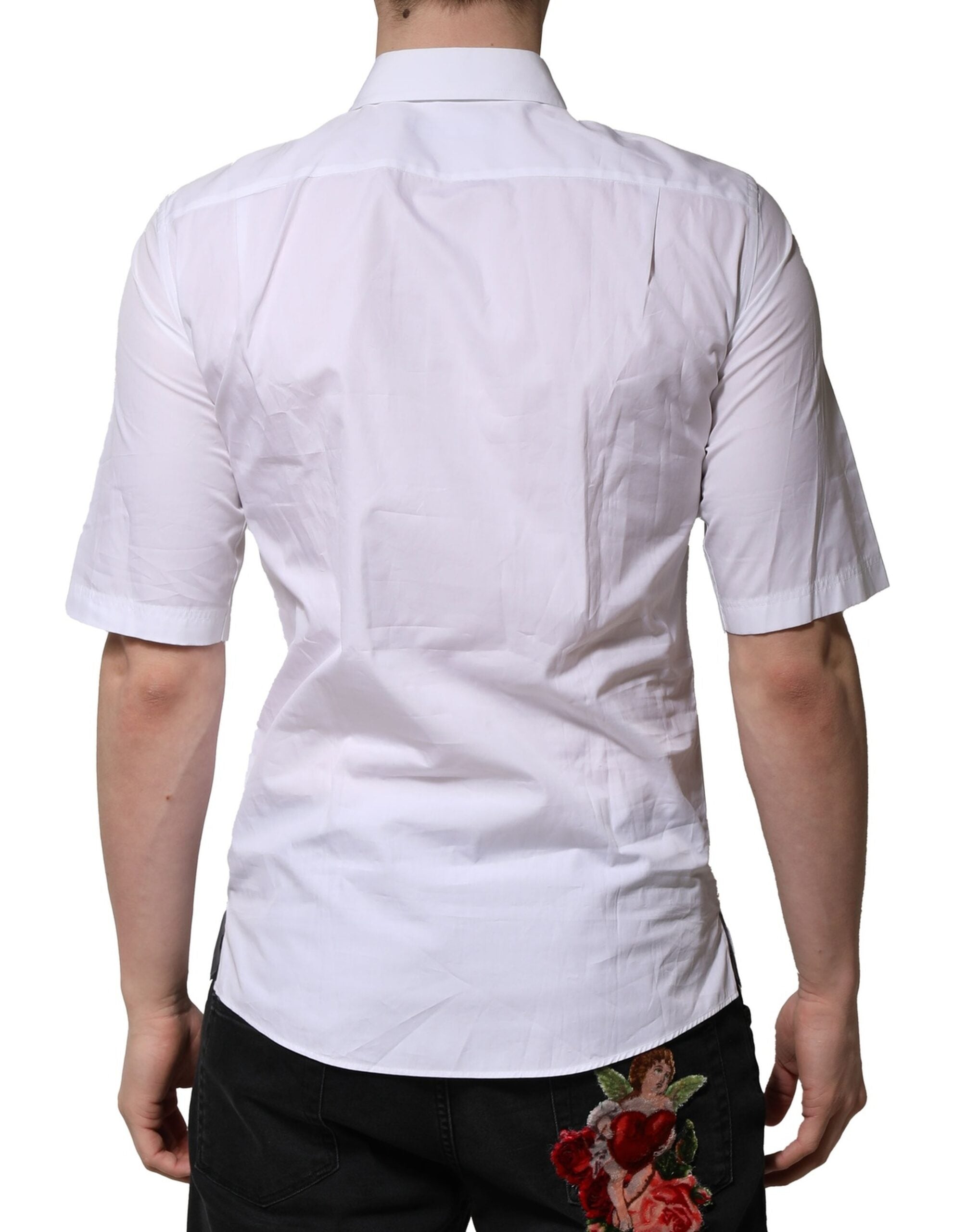 White Cotton Short Sleeves Dress Formal Shirt