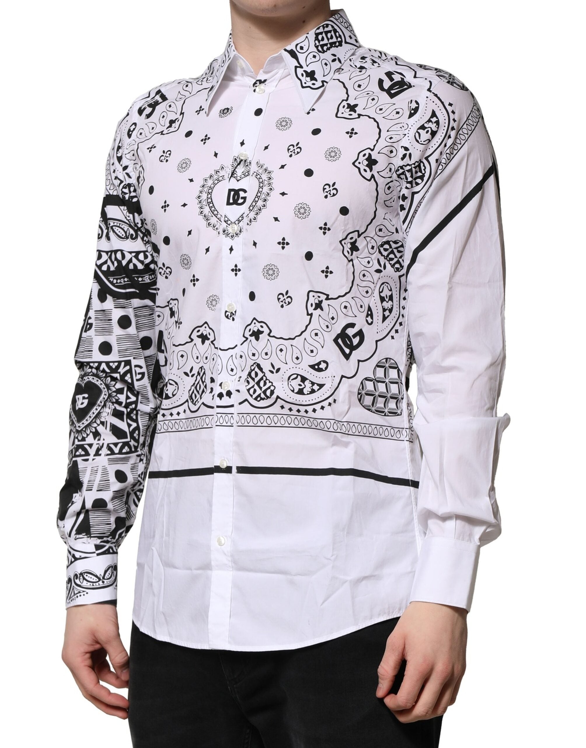 White MARTINI Bandana Print Formal Shirt