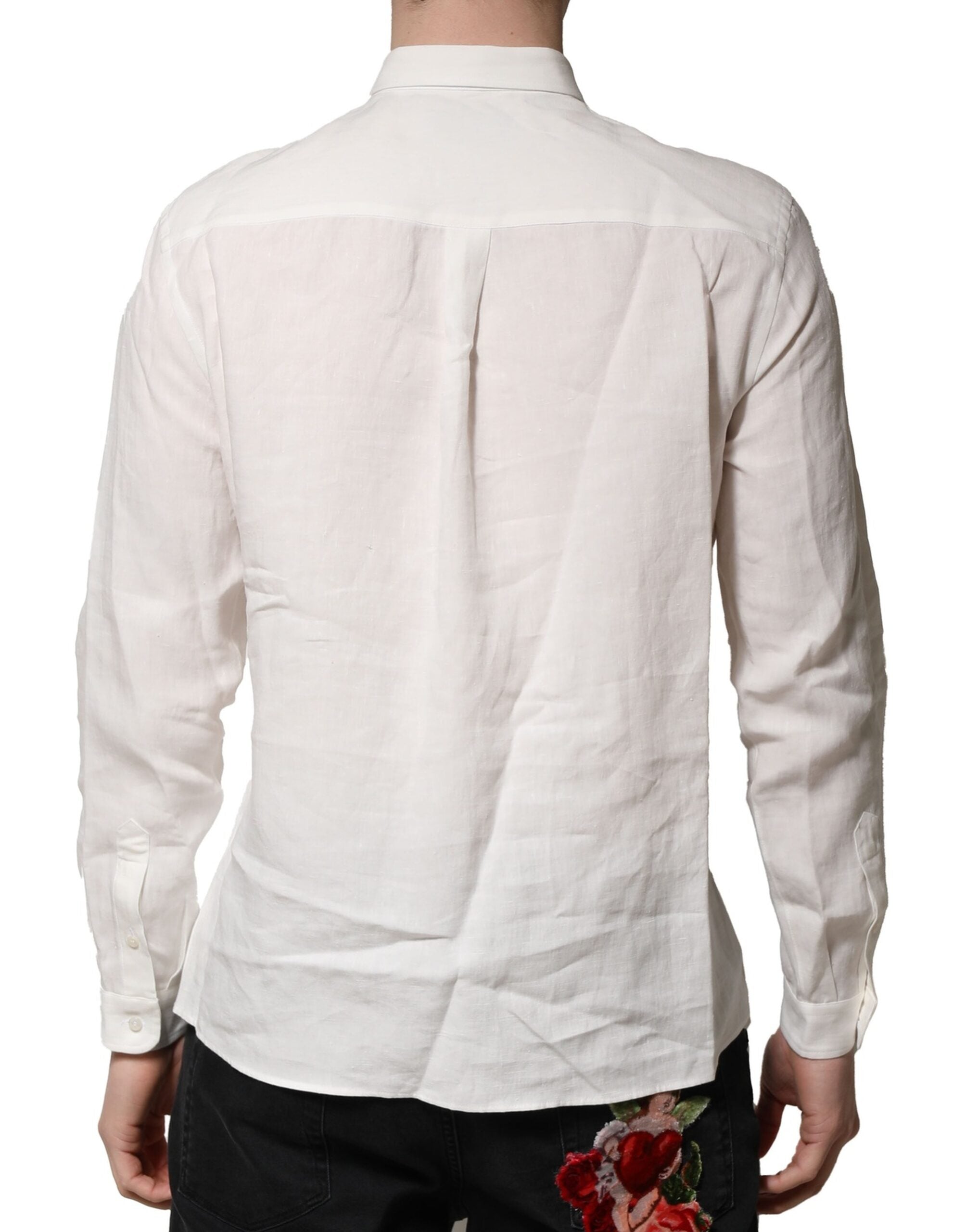 White DG Crown Embellish Dress Formal Shirt