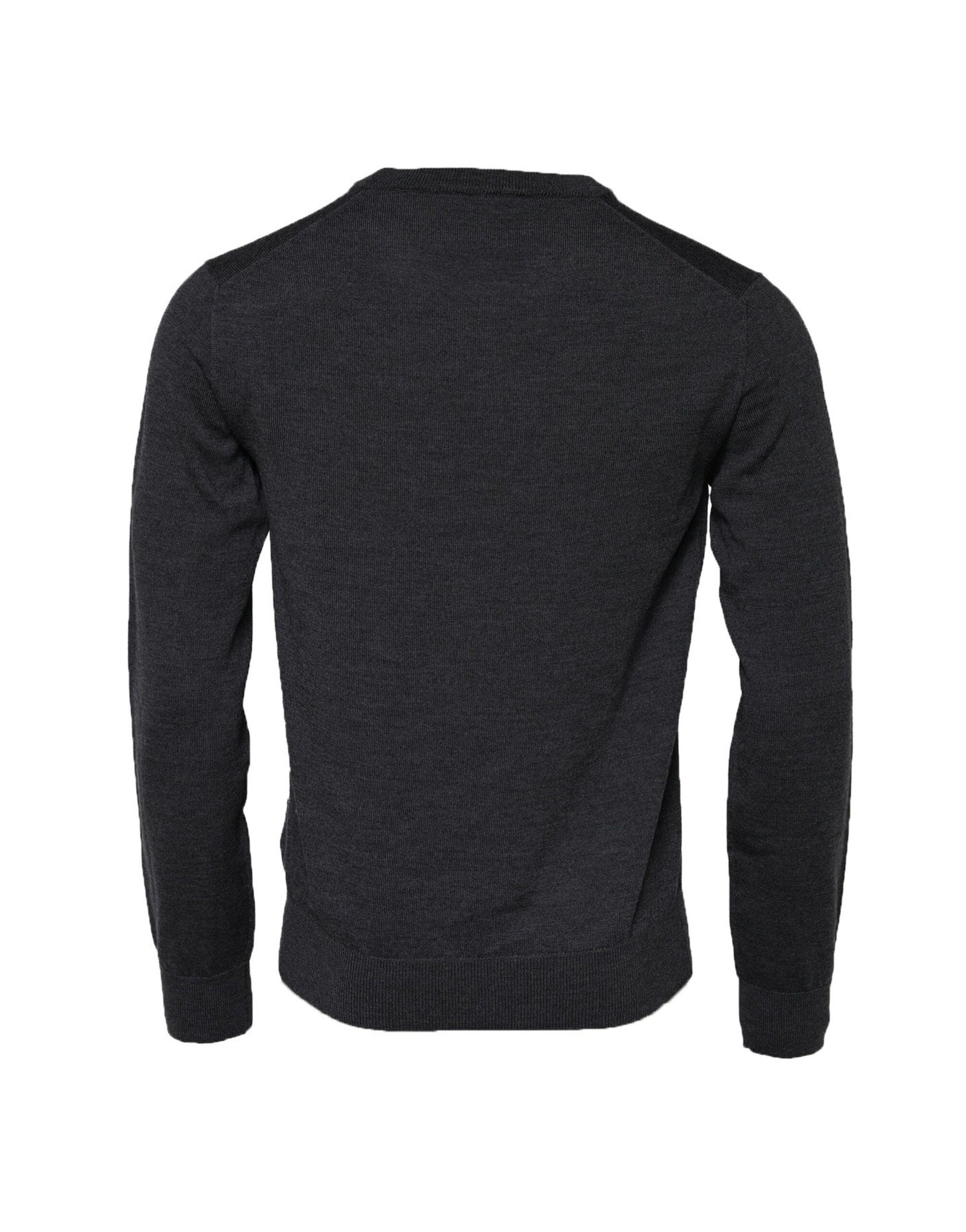 Dark Gray Wool Crew Neck Sweatshirt Sweater