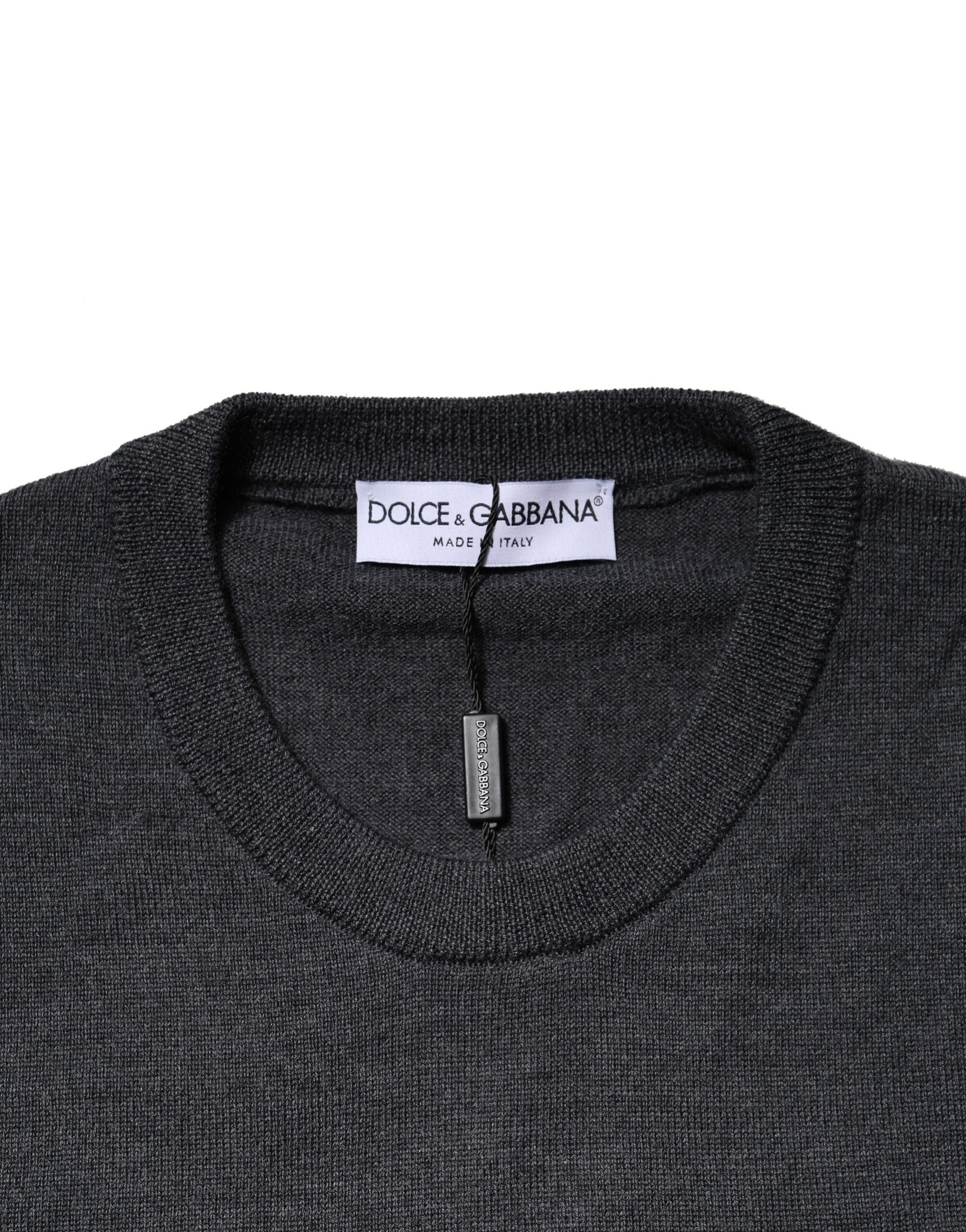 Dark Gray Wool Crew Neck Sweatshirt Sweater