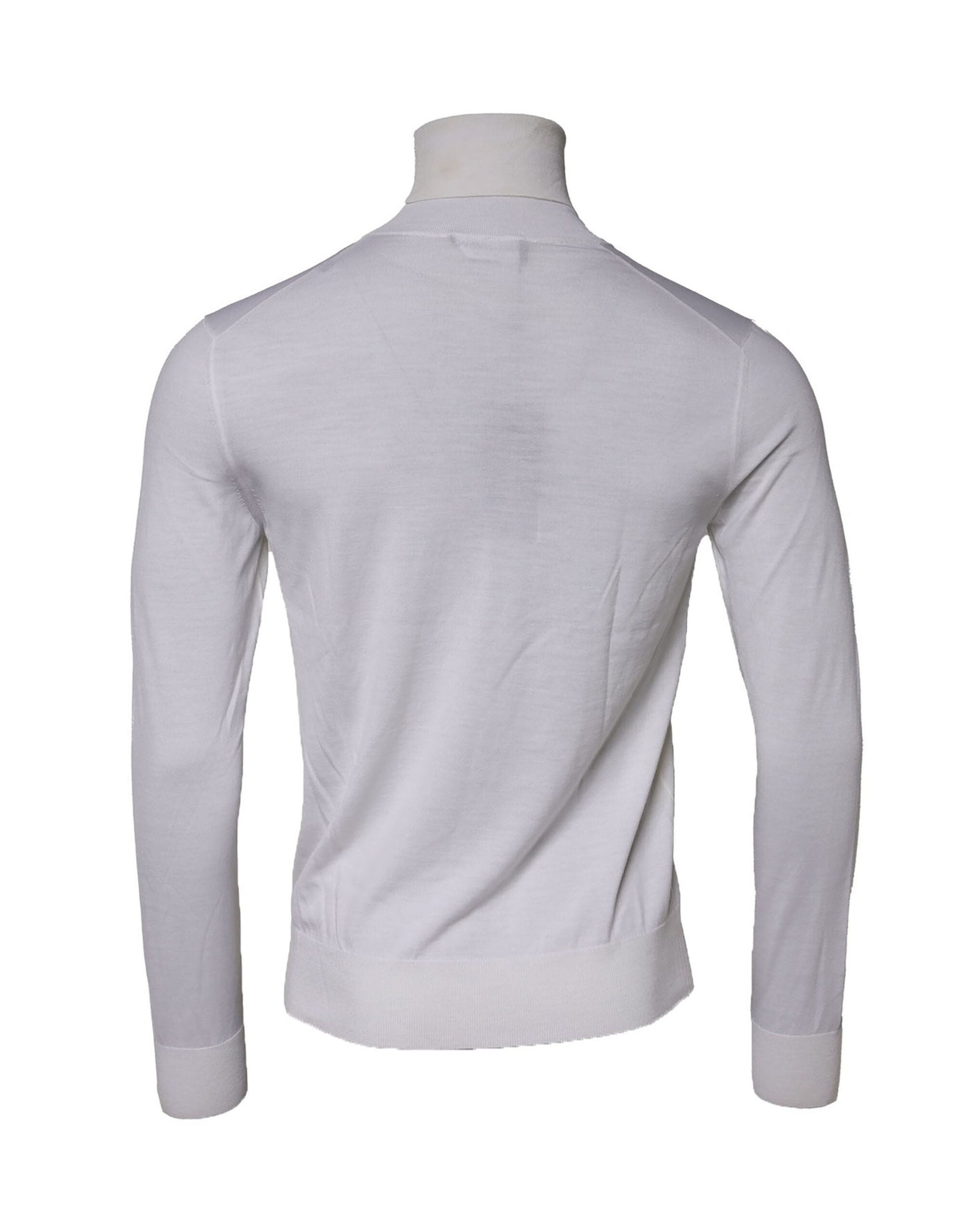 White Wool Turtleneck Men Sweatshirt Sweater