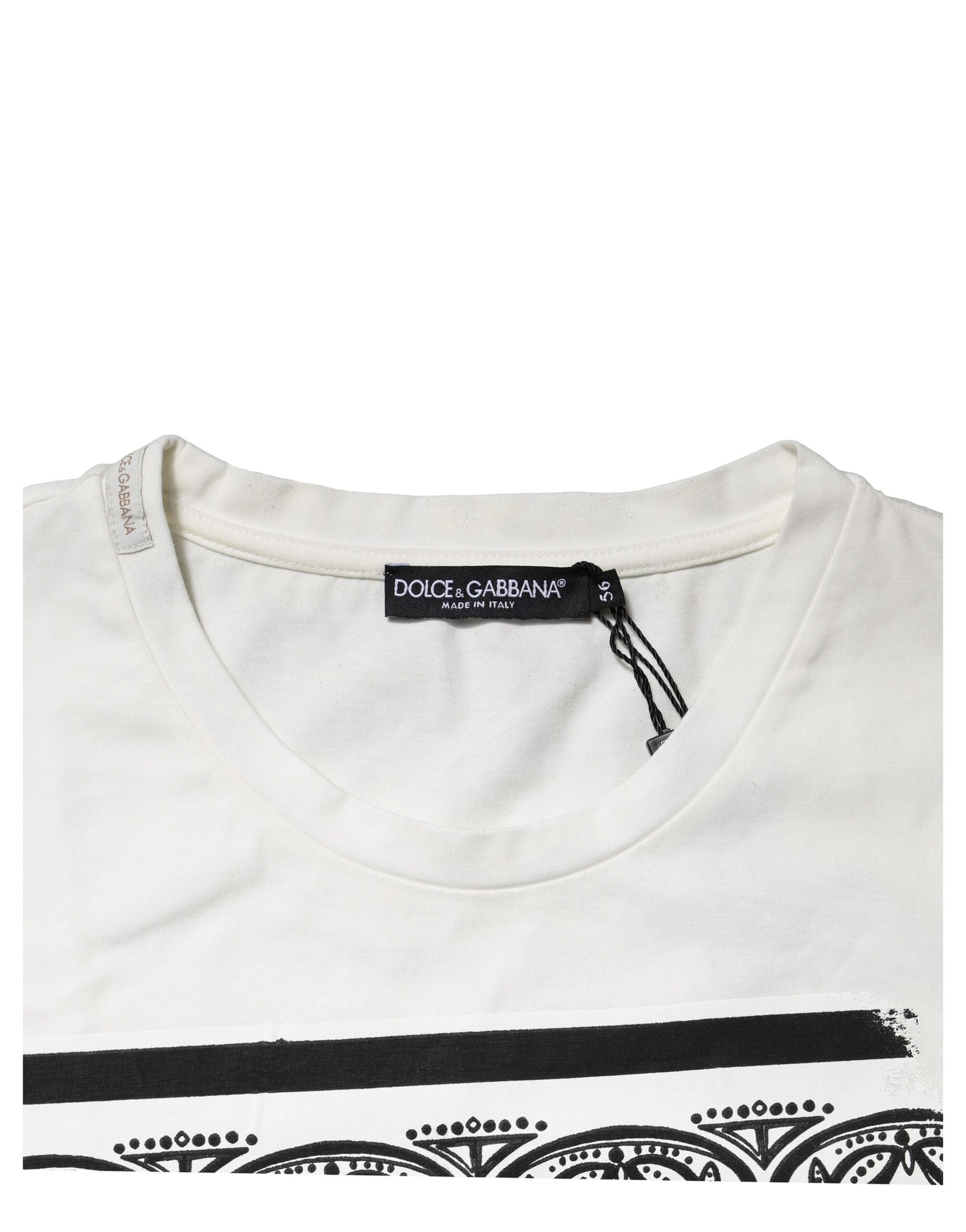 White Bandana Cotton Men Crew Neck T-shirt
