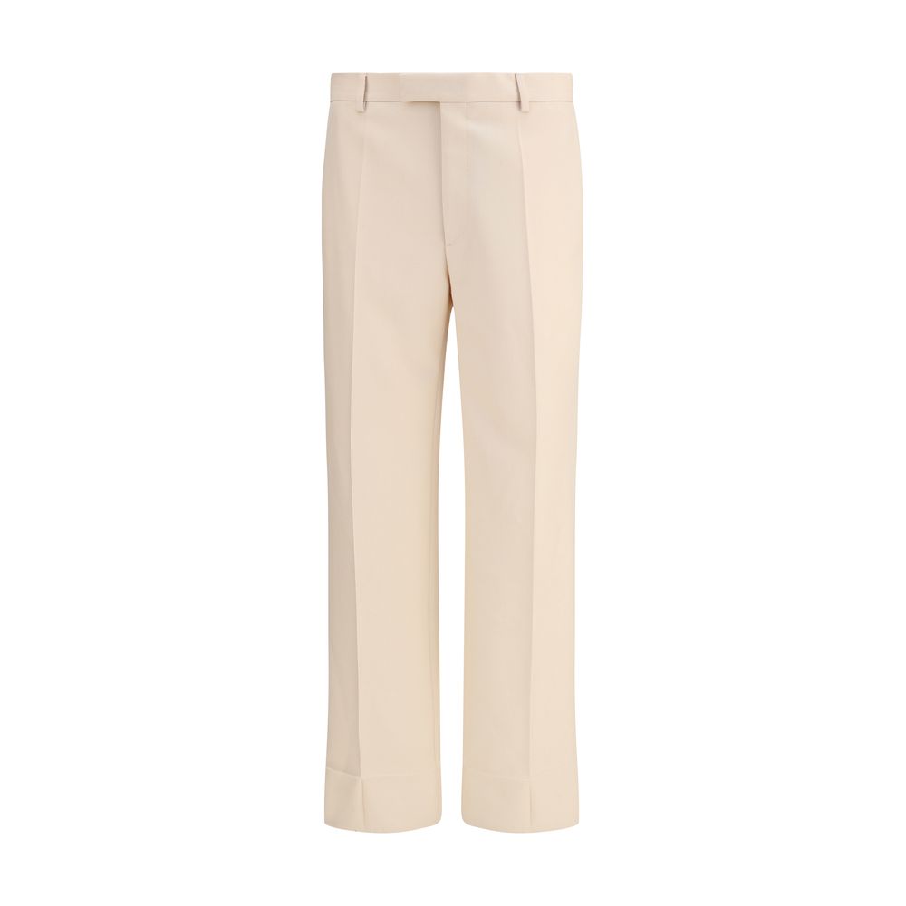 Cream Fleece Wool Dress Pants