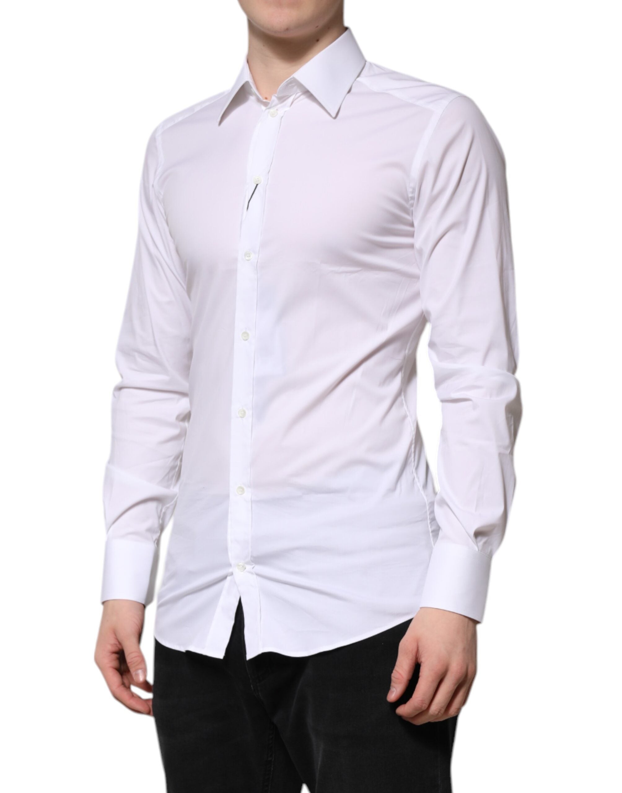 White Cotton GOLD Long Sleeves Formal Shirt