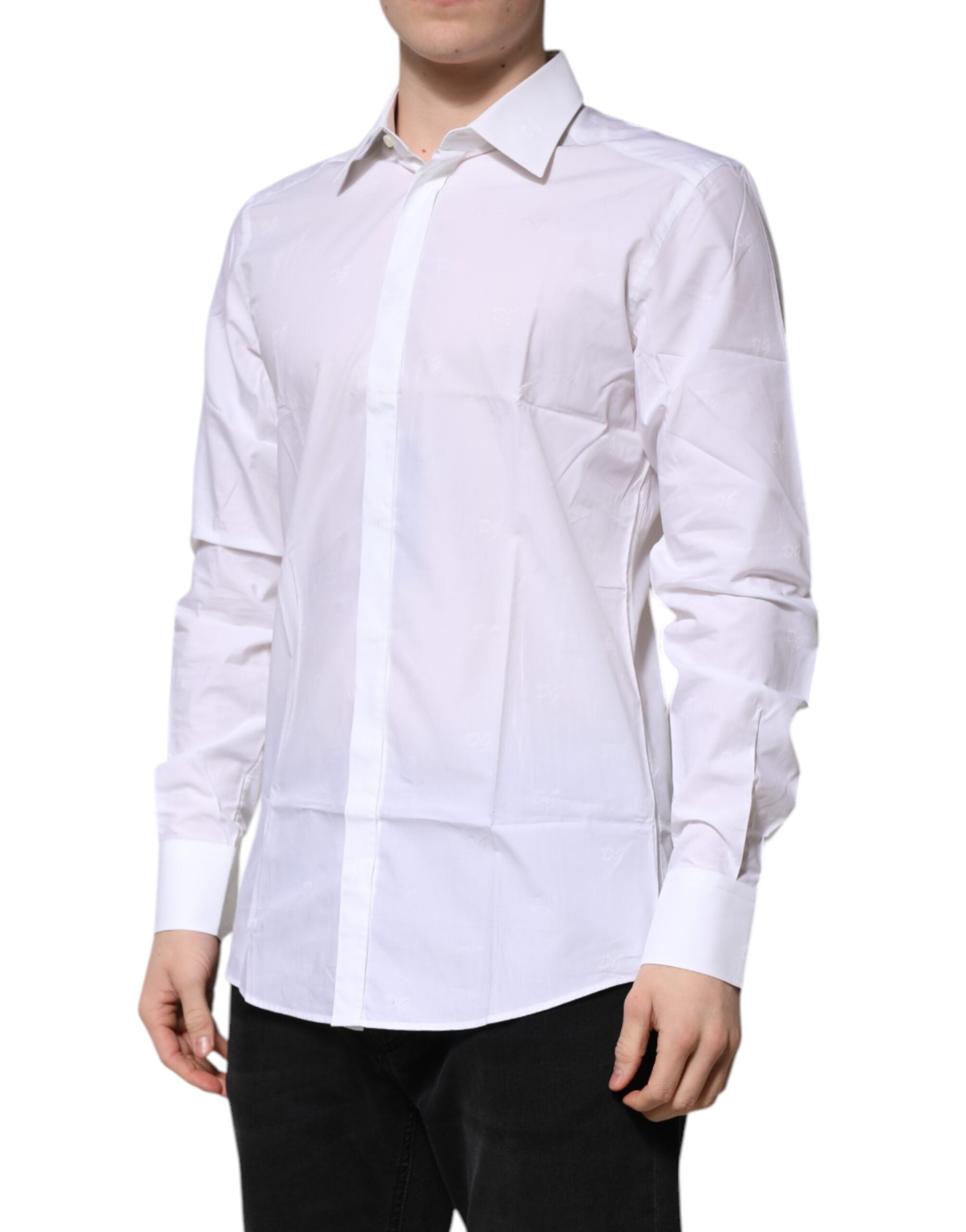 White Cotton GOLD Long Sleeves Formal Shirt