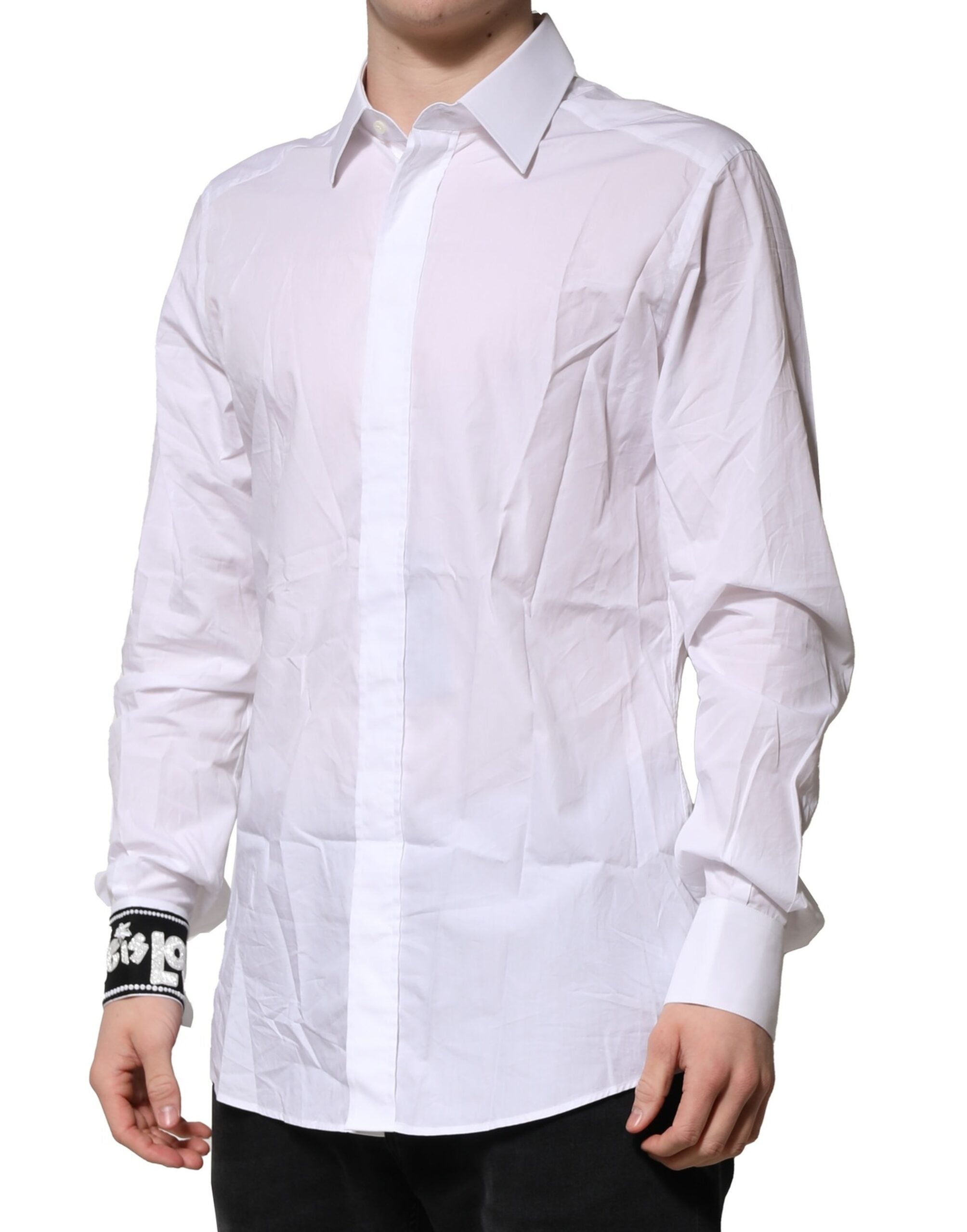 White Cotton GOLD Long Sleeves Formal Shirt
