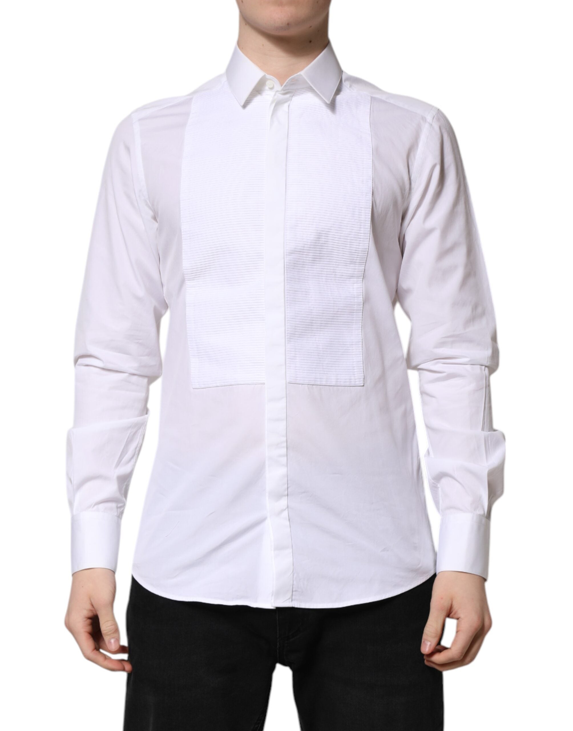 White GOLD Cotton Bib Dress Formal Shirt