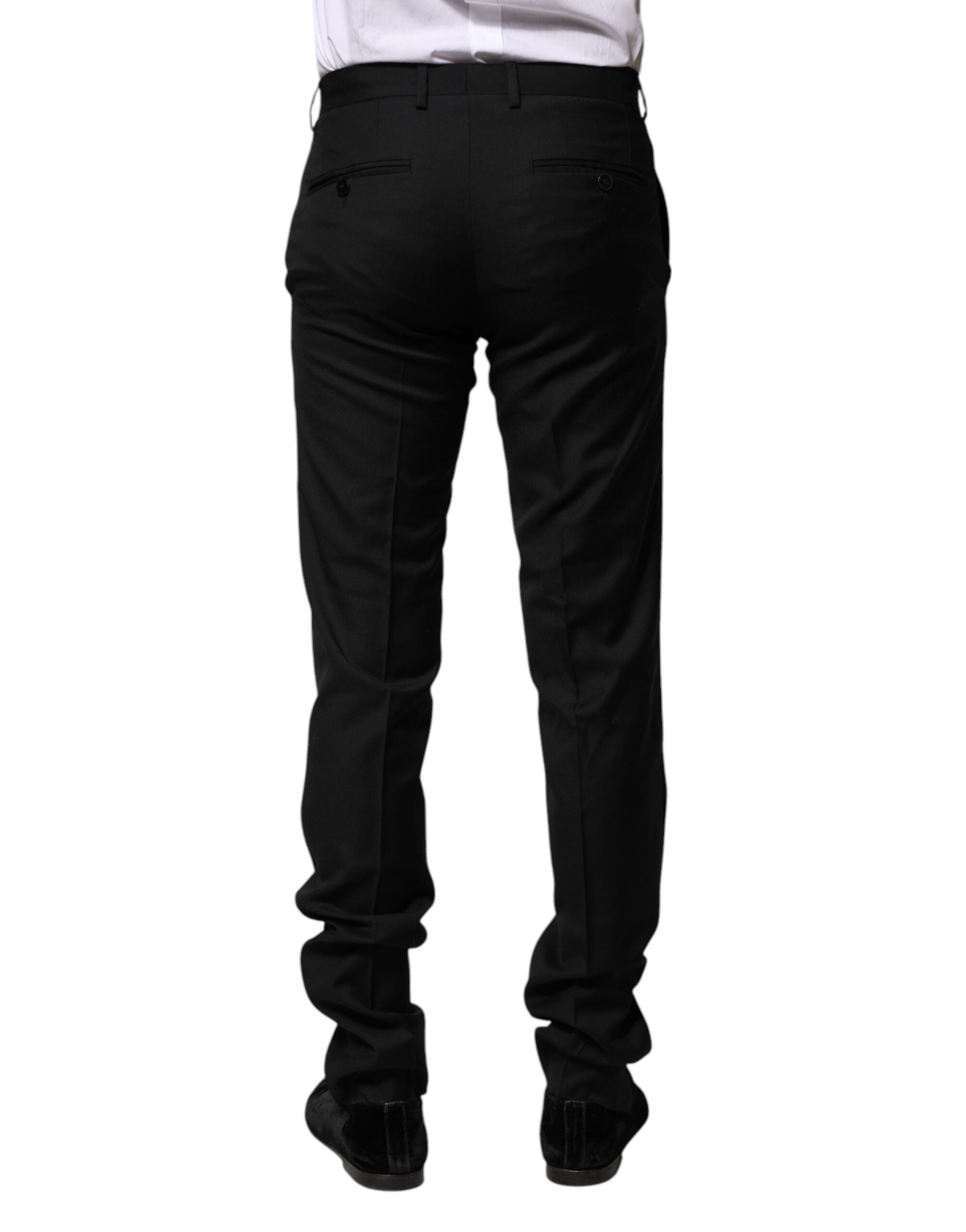 Black Wool Formal Men Slim Pants