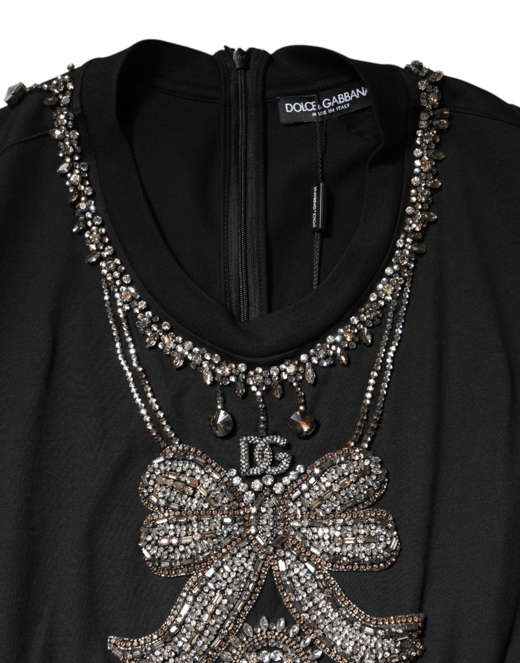 Black Cotton Rhinestone Embellished Tank Top