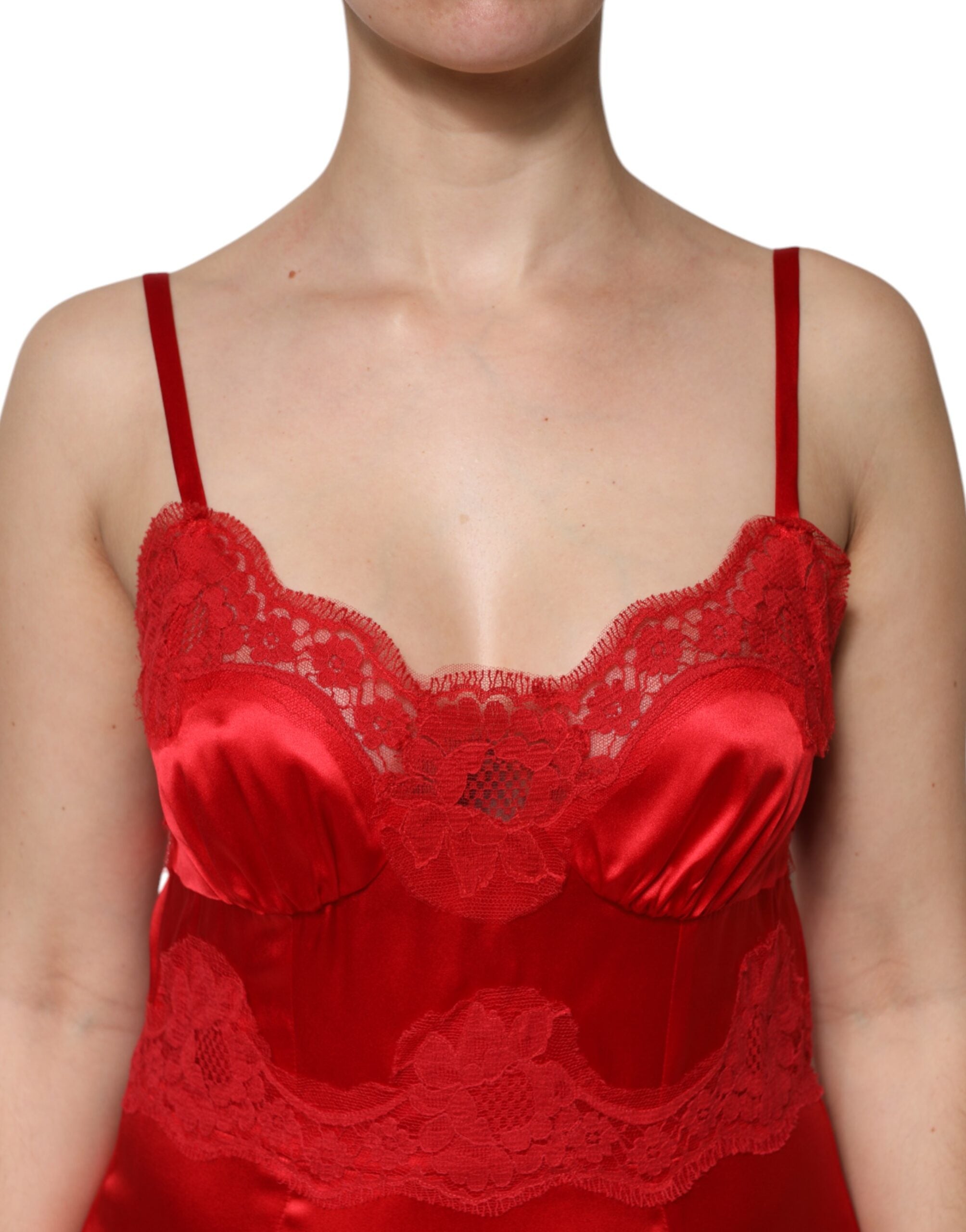 Red Silk Sleeveless Maxi Long Dress