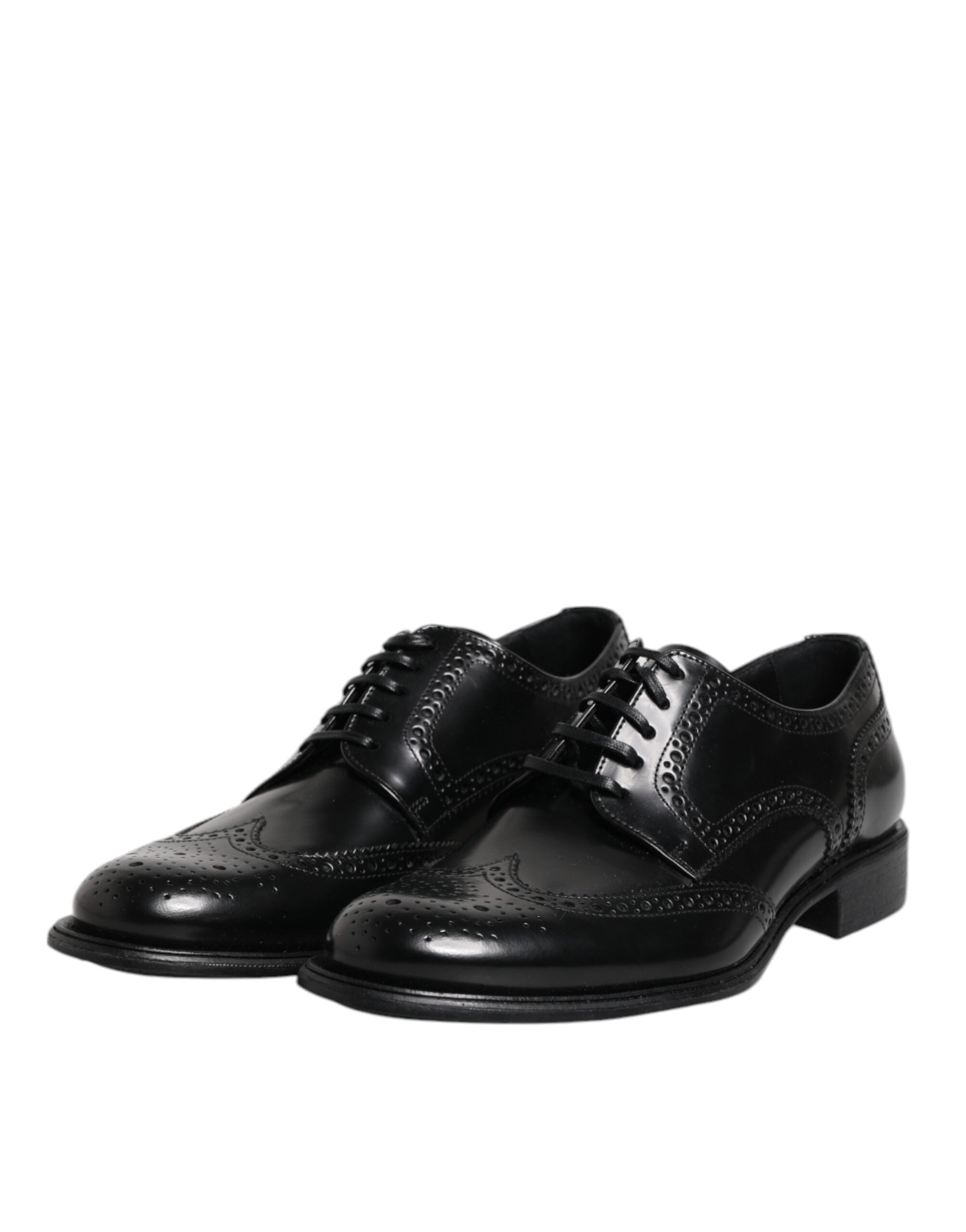 Black Leather Derby Wingtip Formal Shoes
