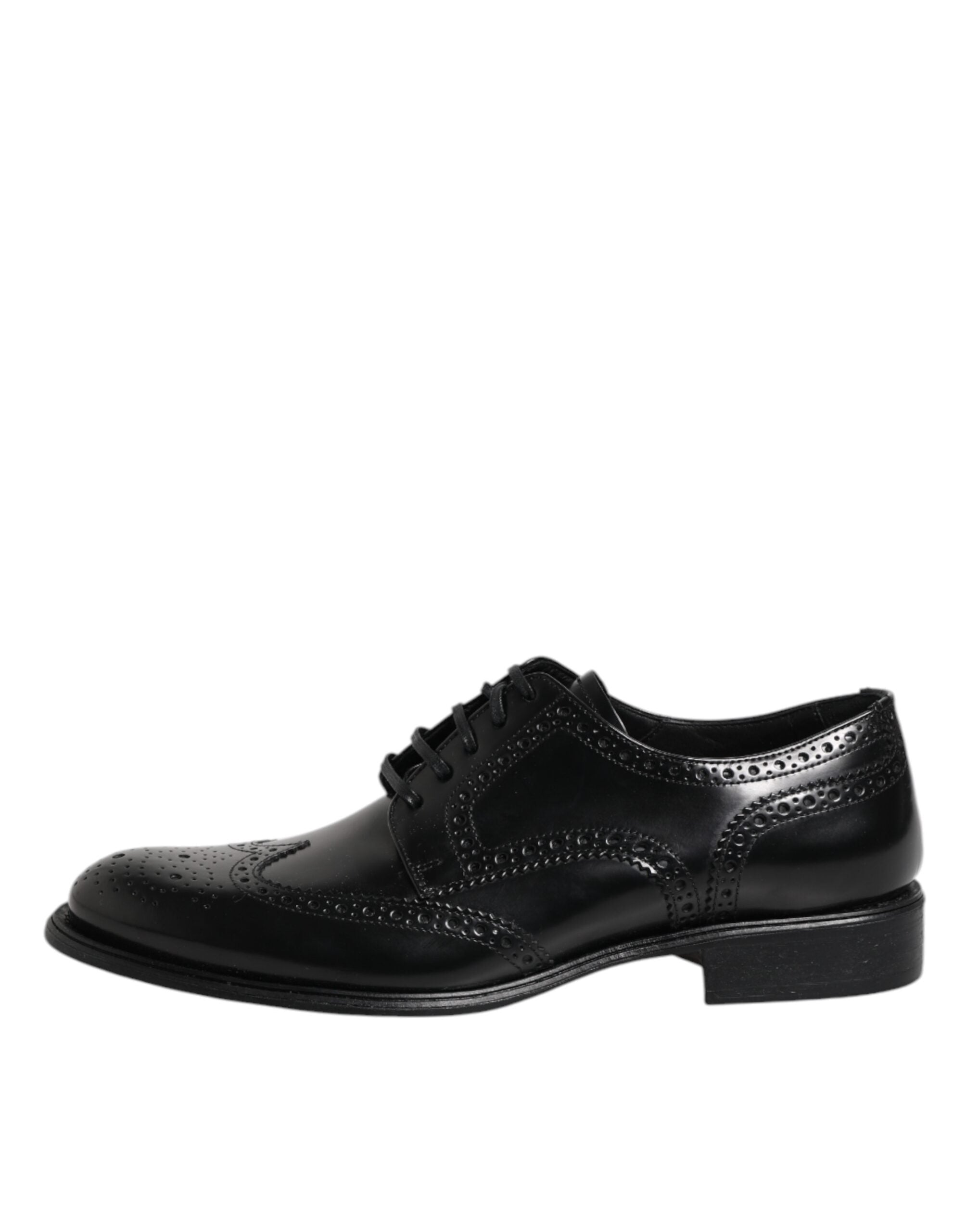 Black Leather Derby Wingtip Formal Shoes