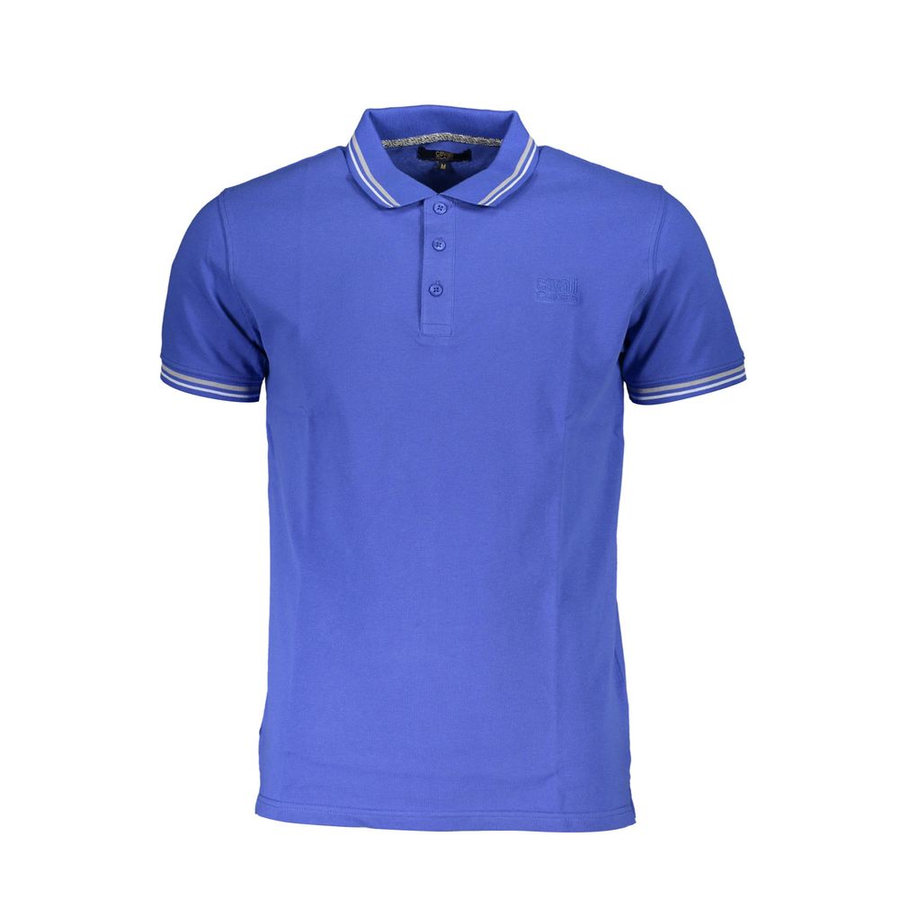 Blue Cotton Men Polo Shirt