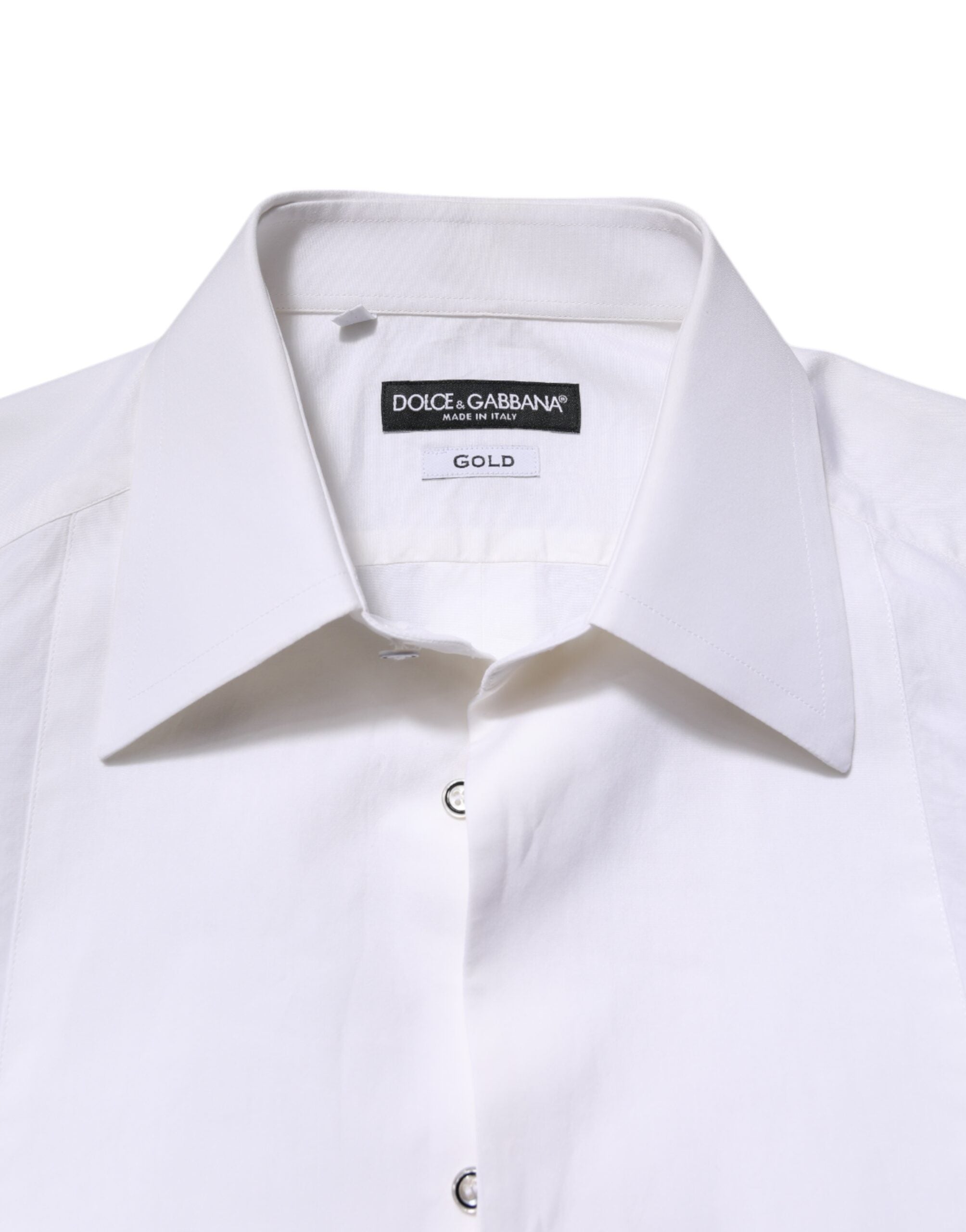 White Cotton GOLD Long Sleeves Dress Shirt