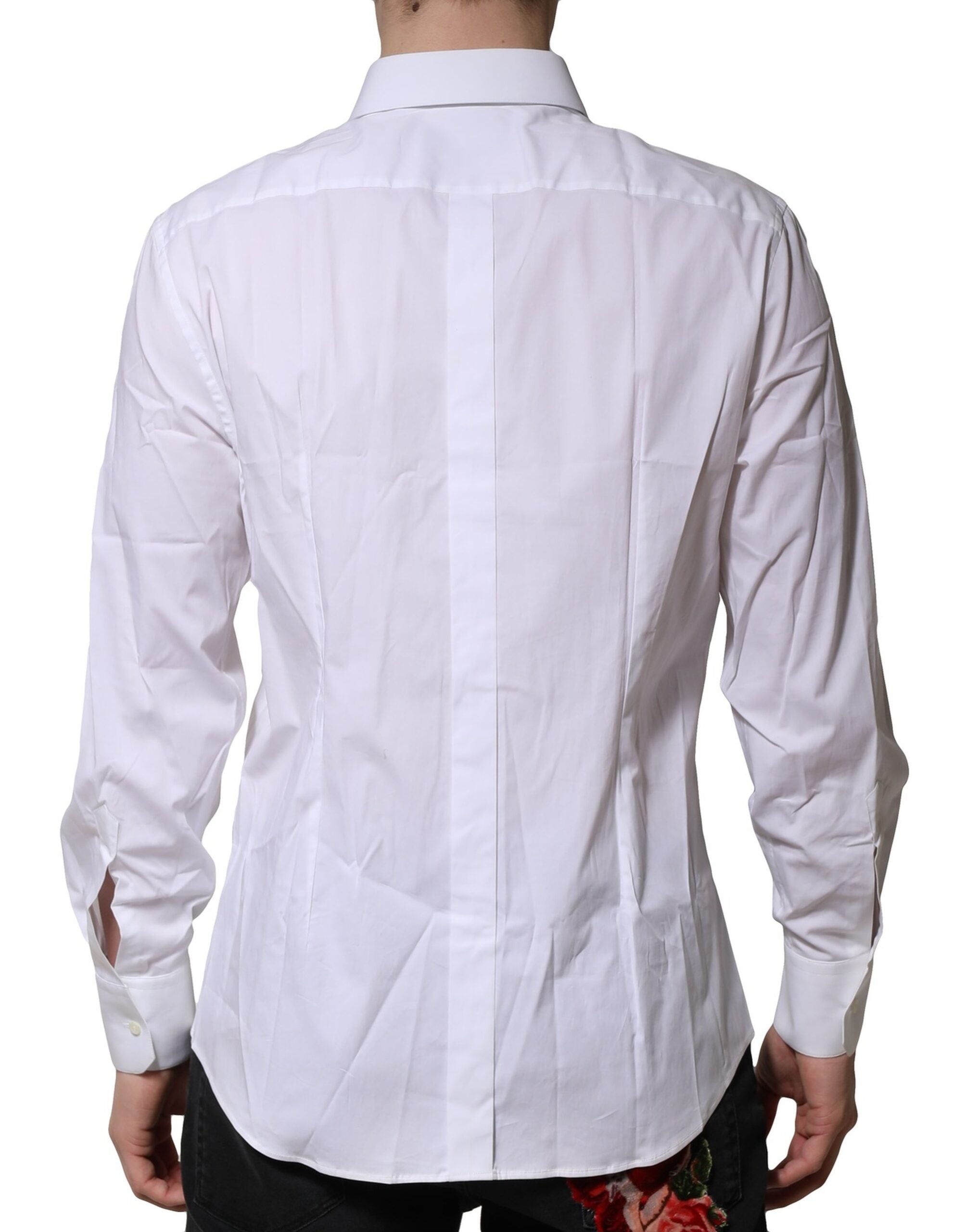 White Cotton GOLD Long Sleeves Dress Shirt