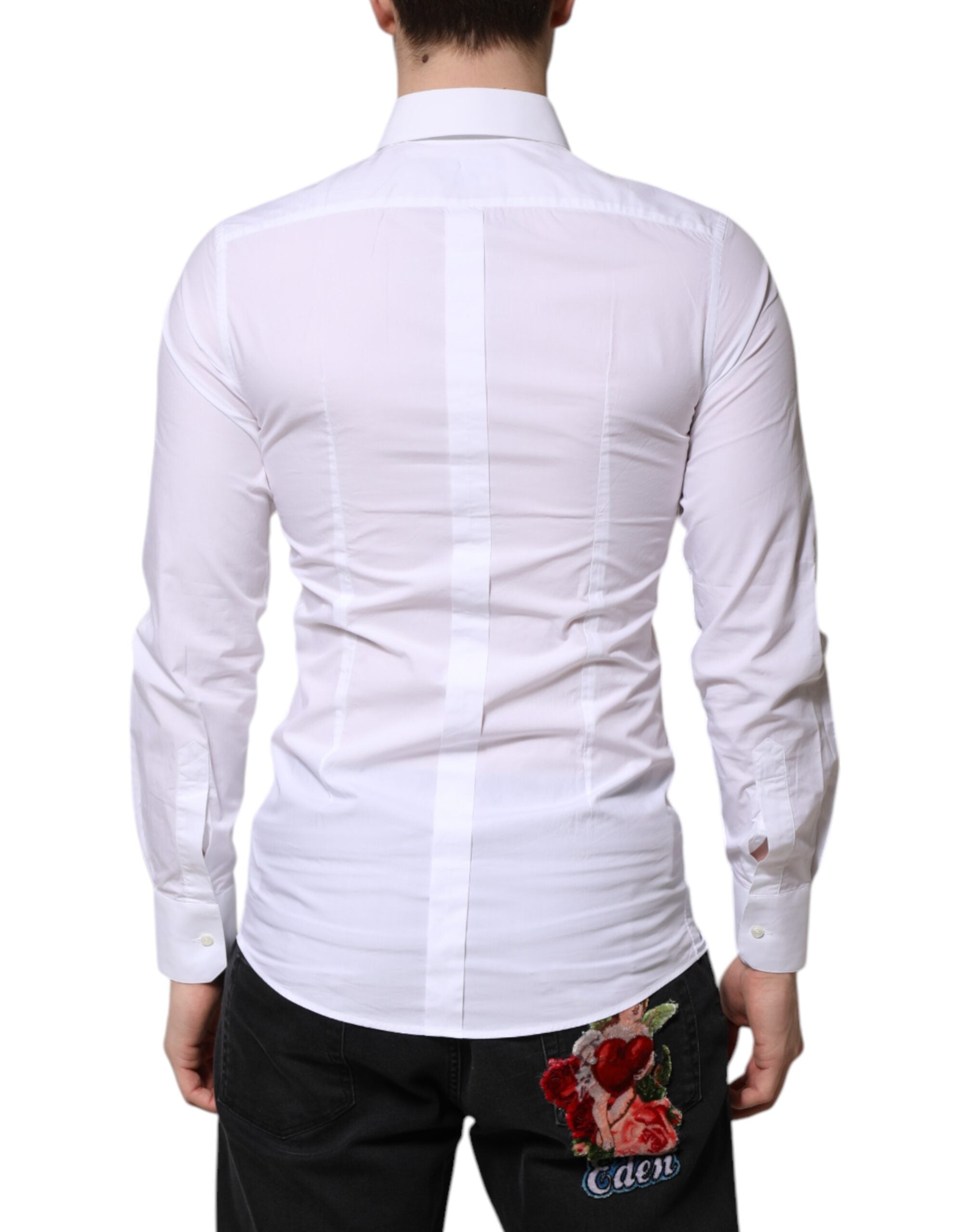 White Cotton GOLD Long Sleeves Dress Shirt
